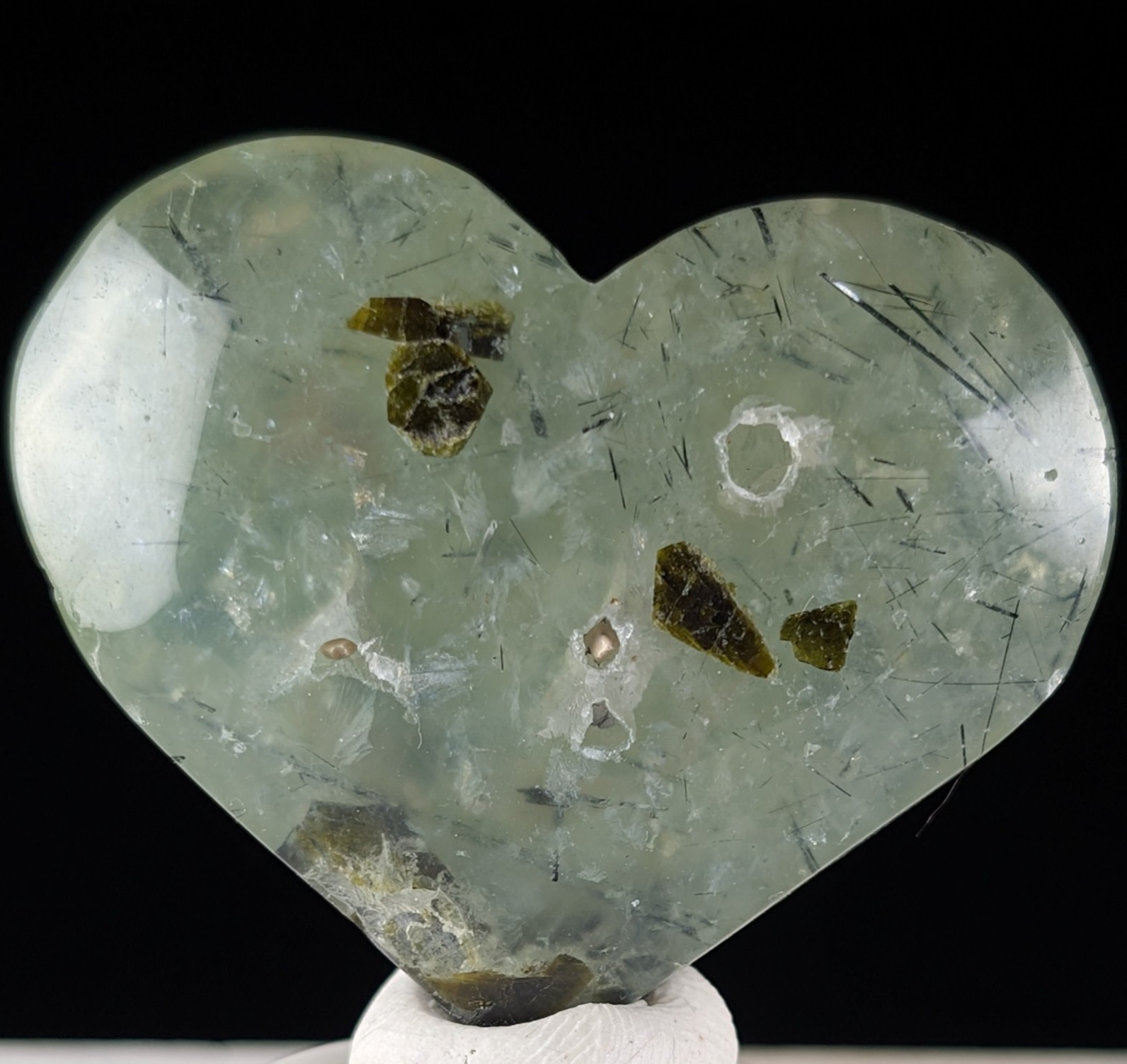 Prehnite Heart Carving Crystal Gemstone Chakra Reiki Mineral