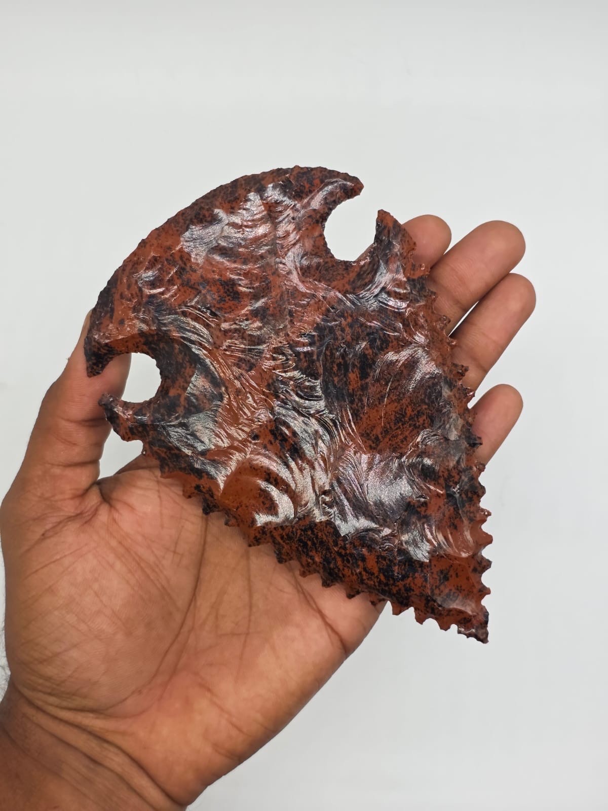 Mahogany Obsidian Crystal Arrowhead 6×4” | Handmade Natural Stone Gemstone Decor