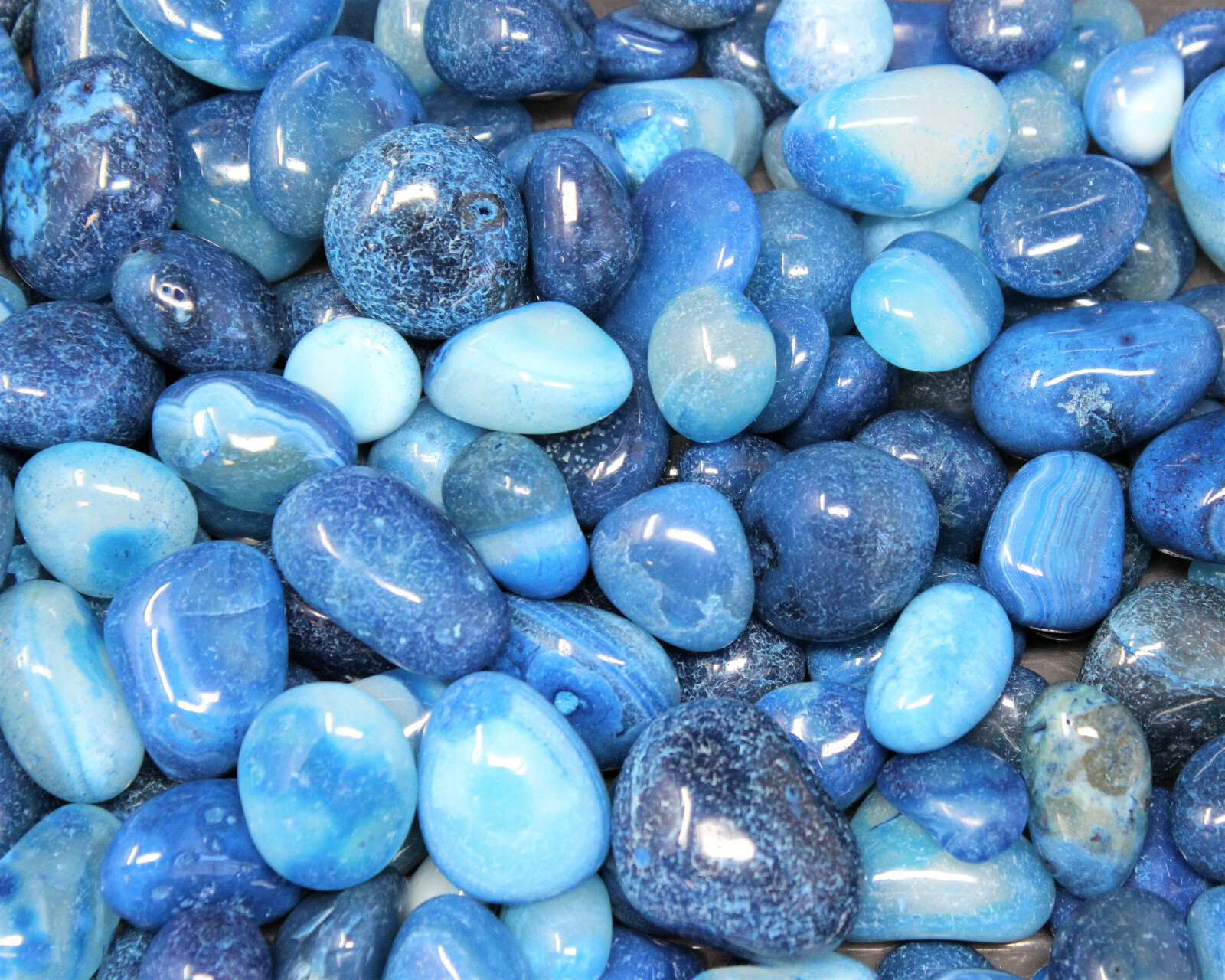 Blue Onyx Tumble Stone (Crystal Healing, Gemstone) 1 lb Wholesale Bulk Lot