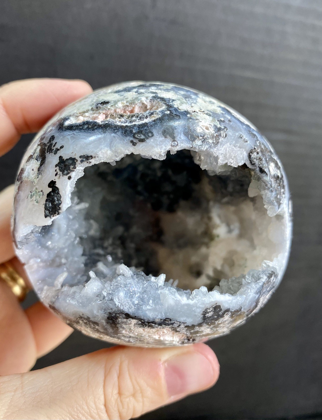 Crystal Argentina Agate Geode Sphere Druzy Raw UV High Quality Rare 264g 7.7cm