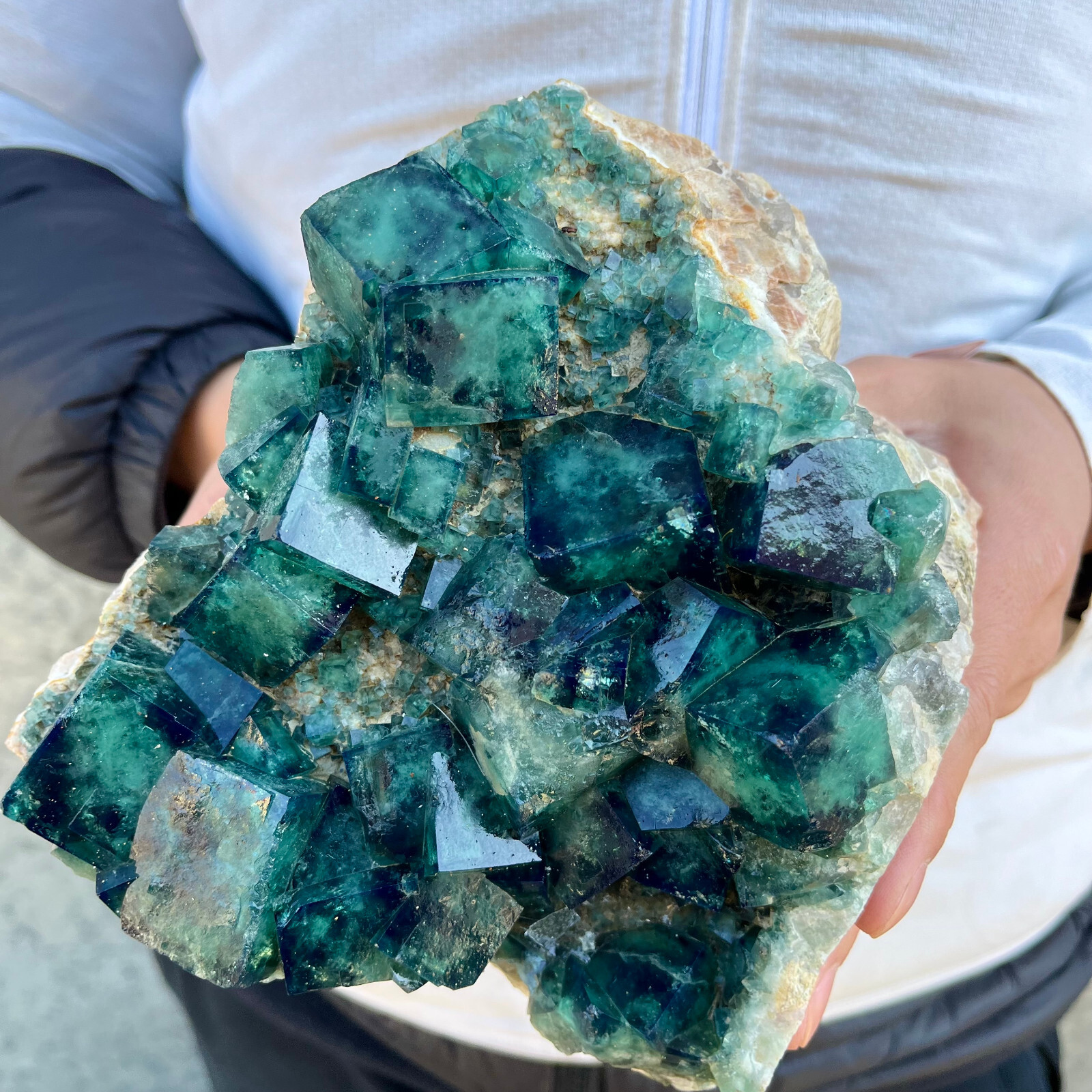 5.7lb NATURAL Green Cube FLUORITE Quartz Crystal Cluster Mineral Specimen