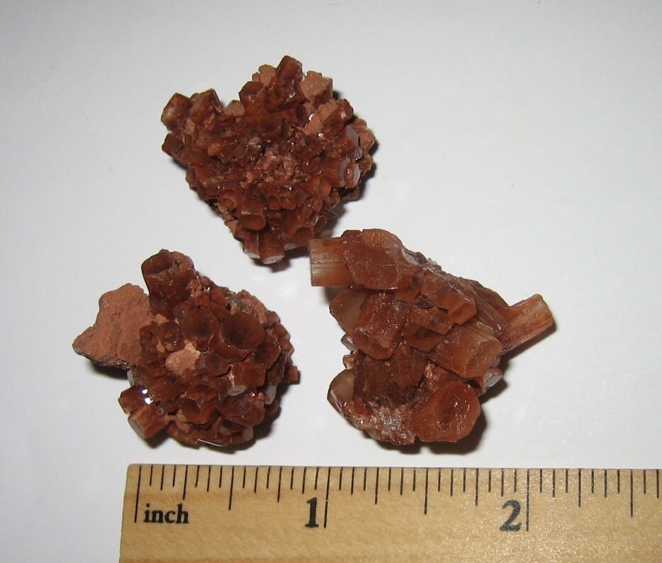 3 NATURAL ROUGH 1″- 1.1″ RED ARAGONITE CRYSTAL CLUSTERS FROM MOROCCO ~ 36.4g *1