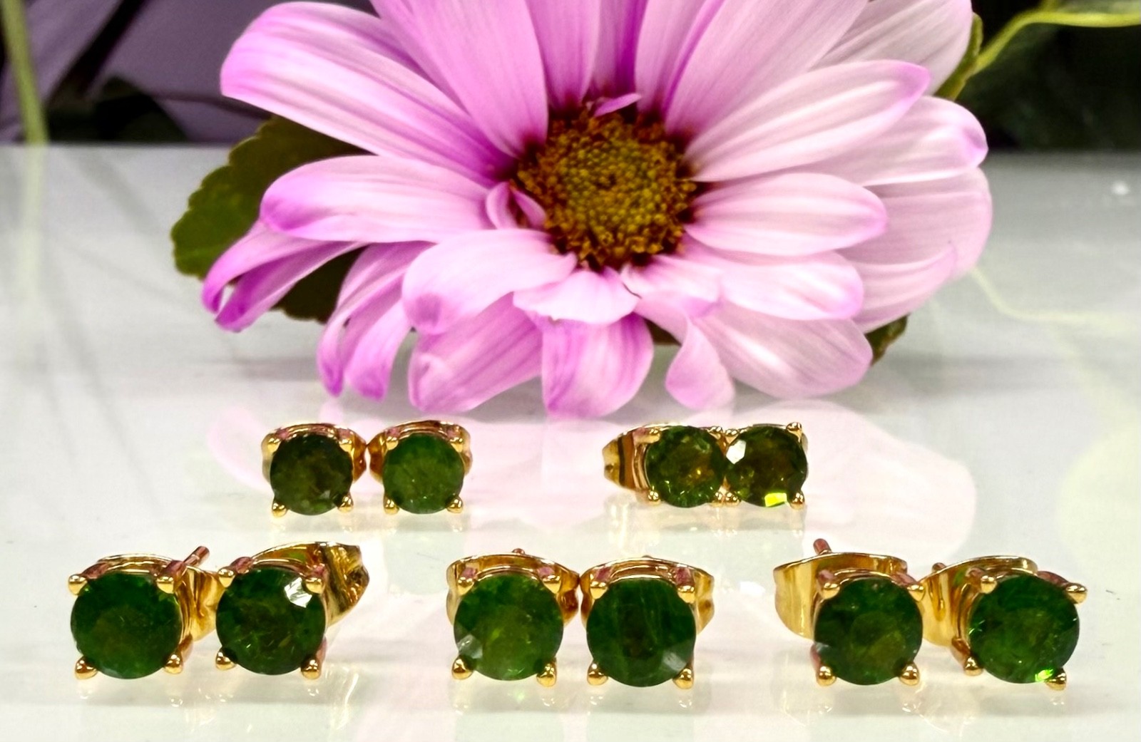 Wholesale 5 Pairs Natural Diopside Stud Earring 5mm