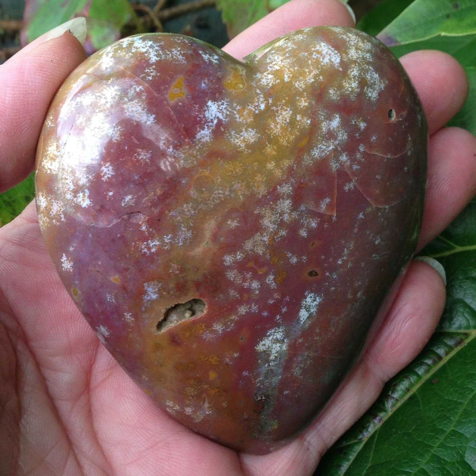 Large Ocean Jasper Crystal Drusy Heart Atlantis Stone Love 188g 6.93×7.45×2.9cm