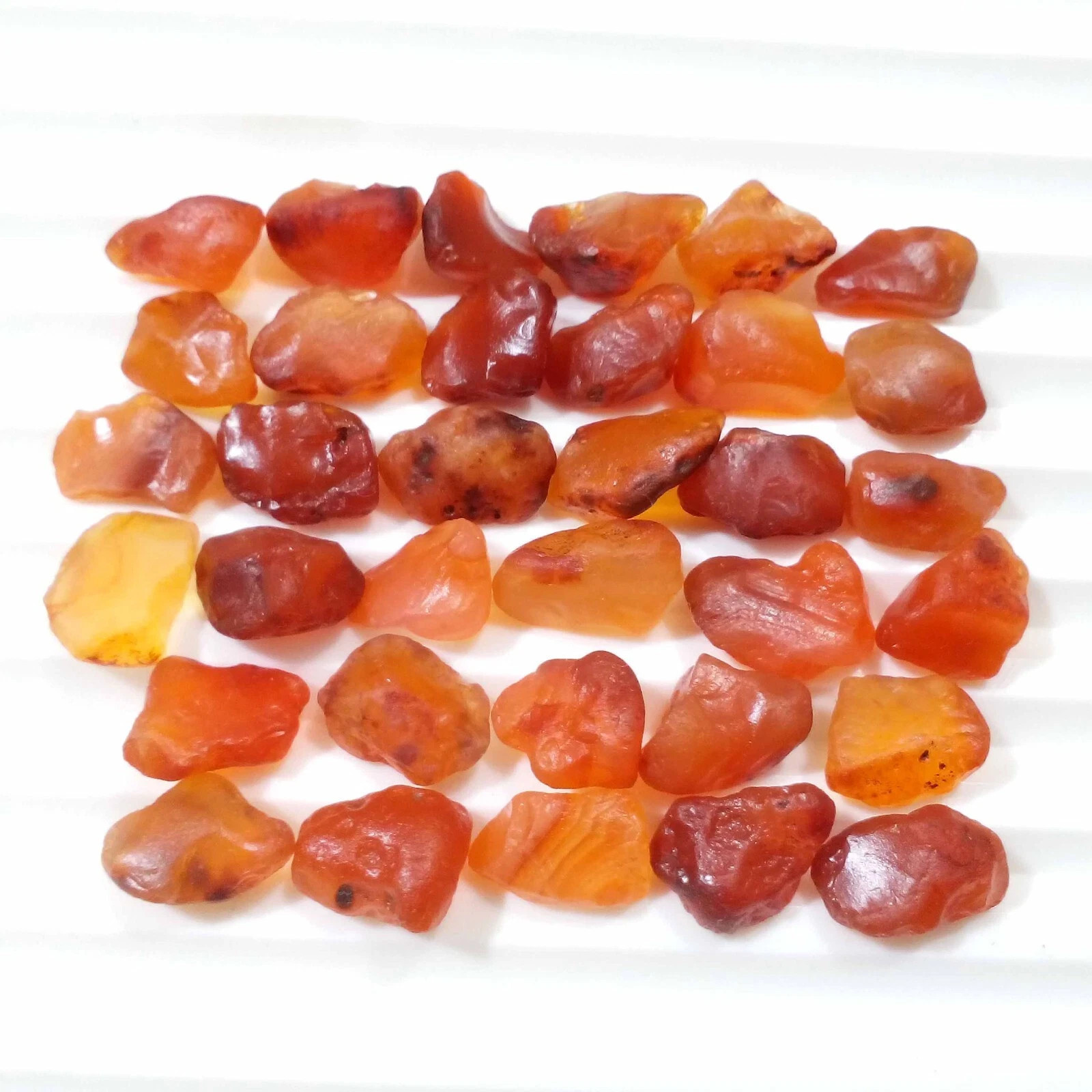 Fabulous Orange Carnelian Raw 34 Piece Size 9-11 MM Natural Rough Gemstone