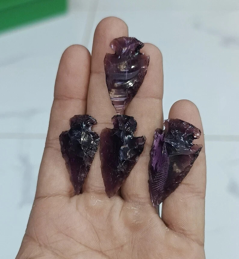 Amethyst Arrowhead Stone 1”-1.25” for Jewelry Making, Crystal Carving