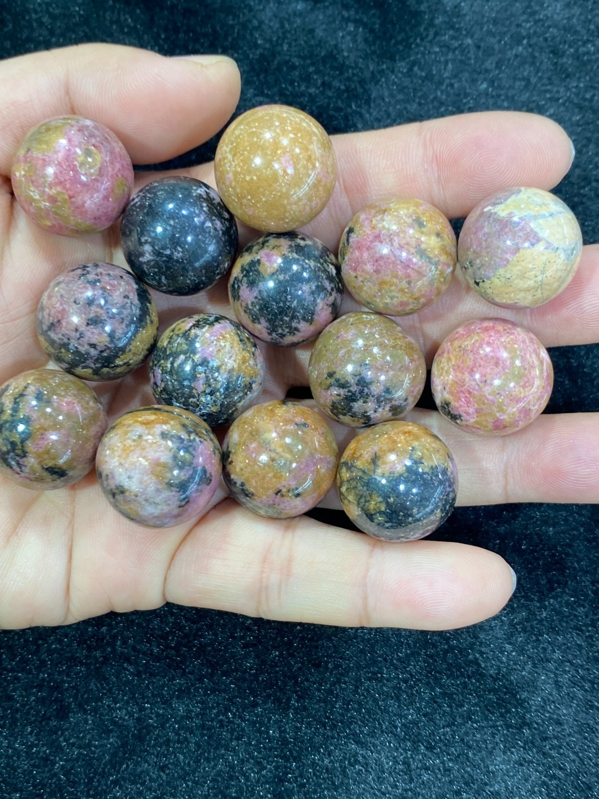 5pc Natural rhodonite jasper Sphere Quartz Crystal Carved 20mm ball healing gift