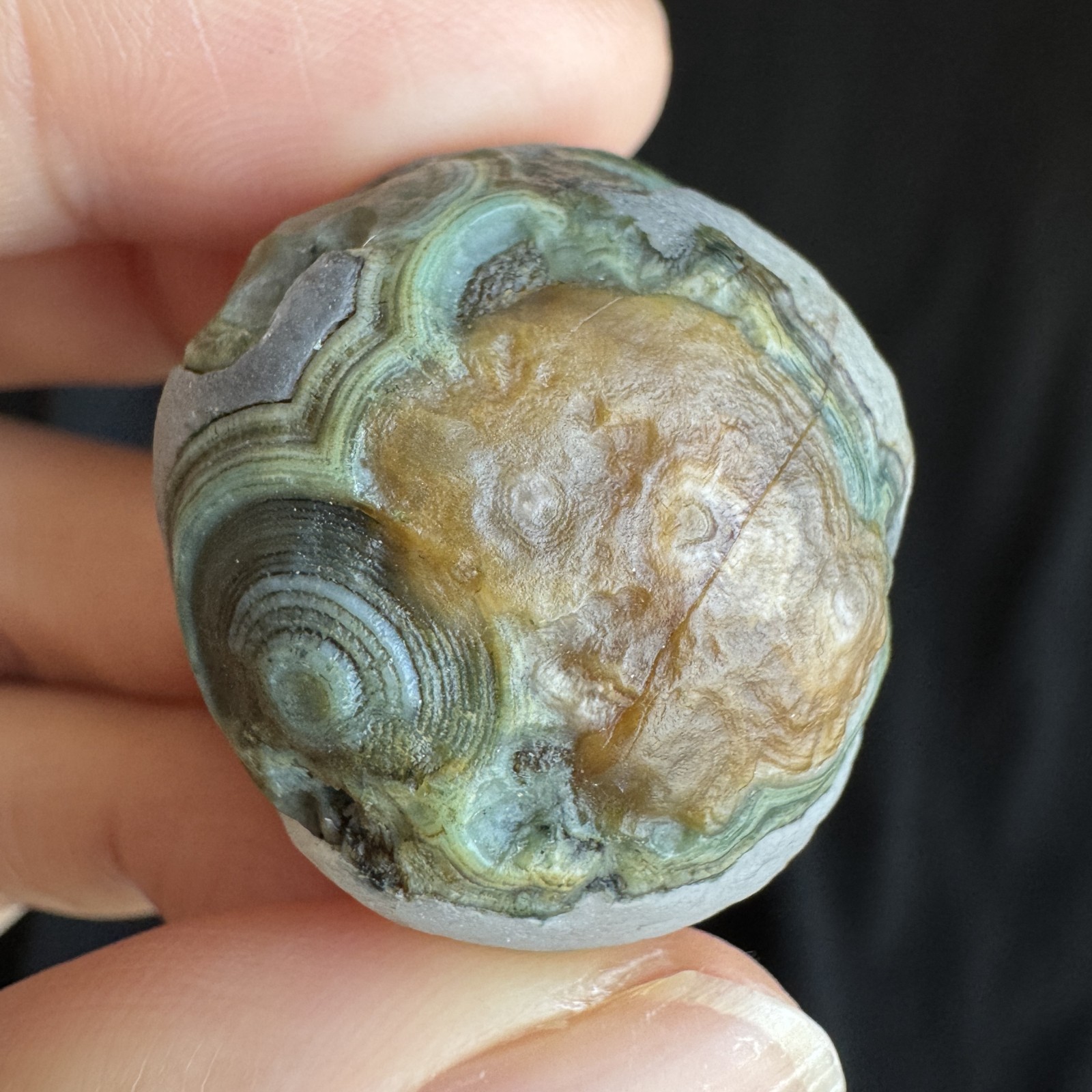 3.1cm/28.2g Natural Big Alxa Gobi Desert Relief Eye Agate,Mongolia-1023