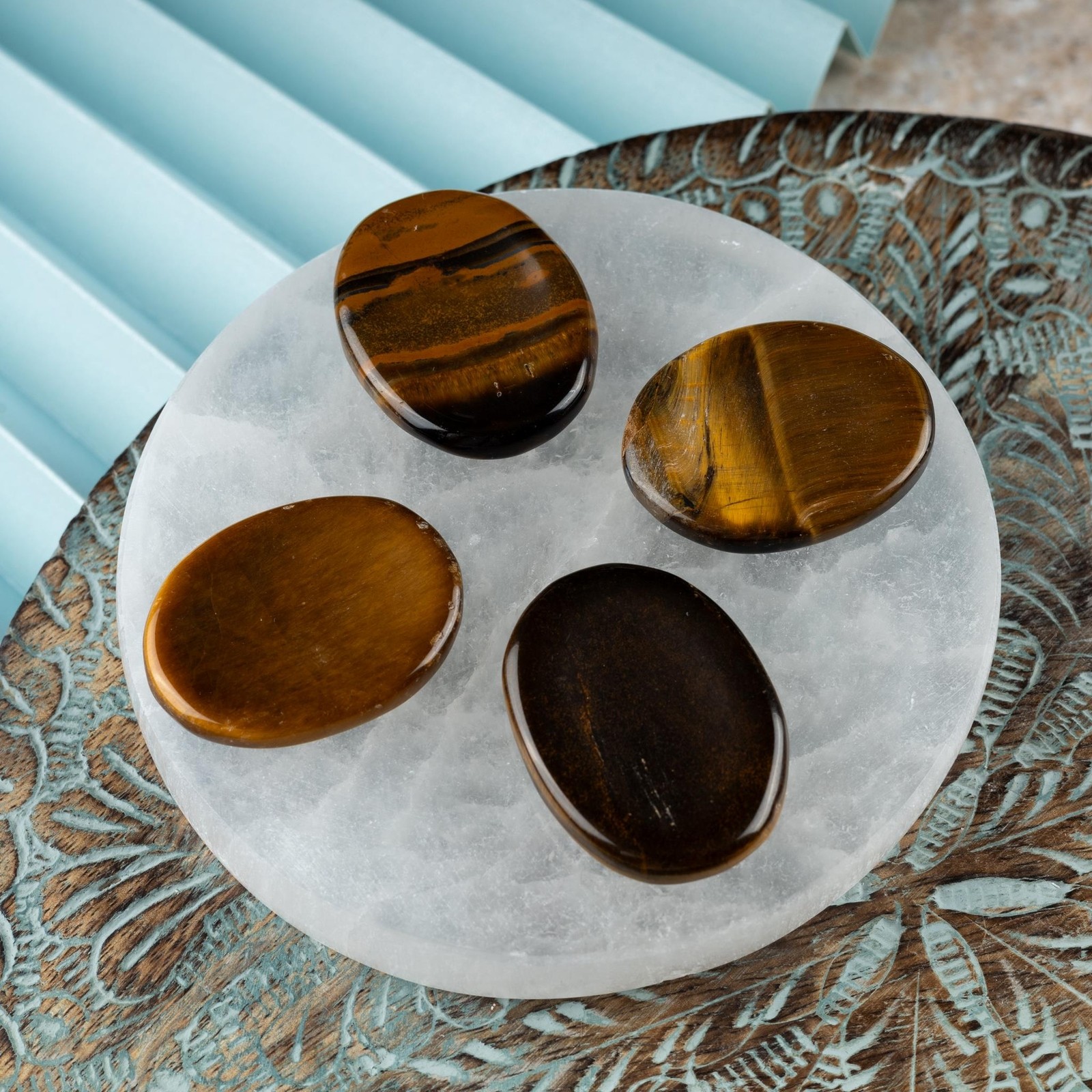 Tiger Eye Worry Stone for Anxiety Relief, Healing Crystals & Natural Energy Heal