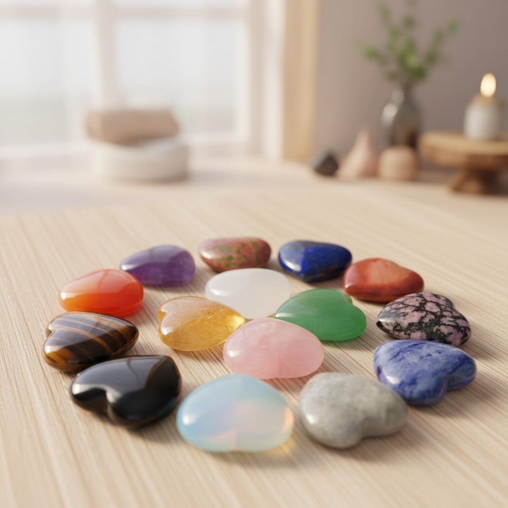 15 Natural Healing Crystal Heart Stones for Chakra Balancing and Energy Healing