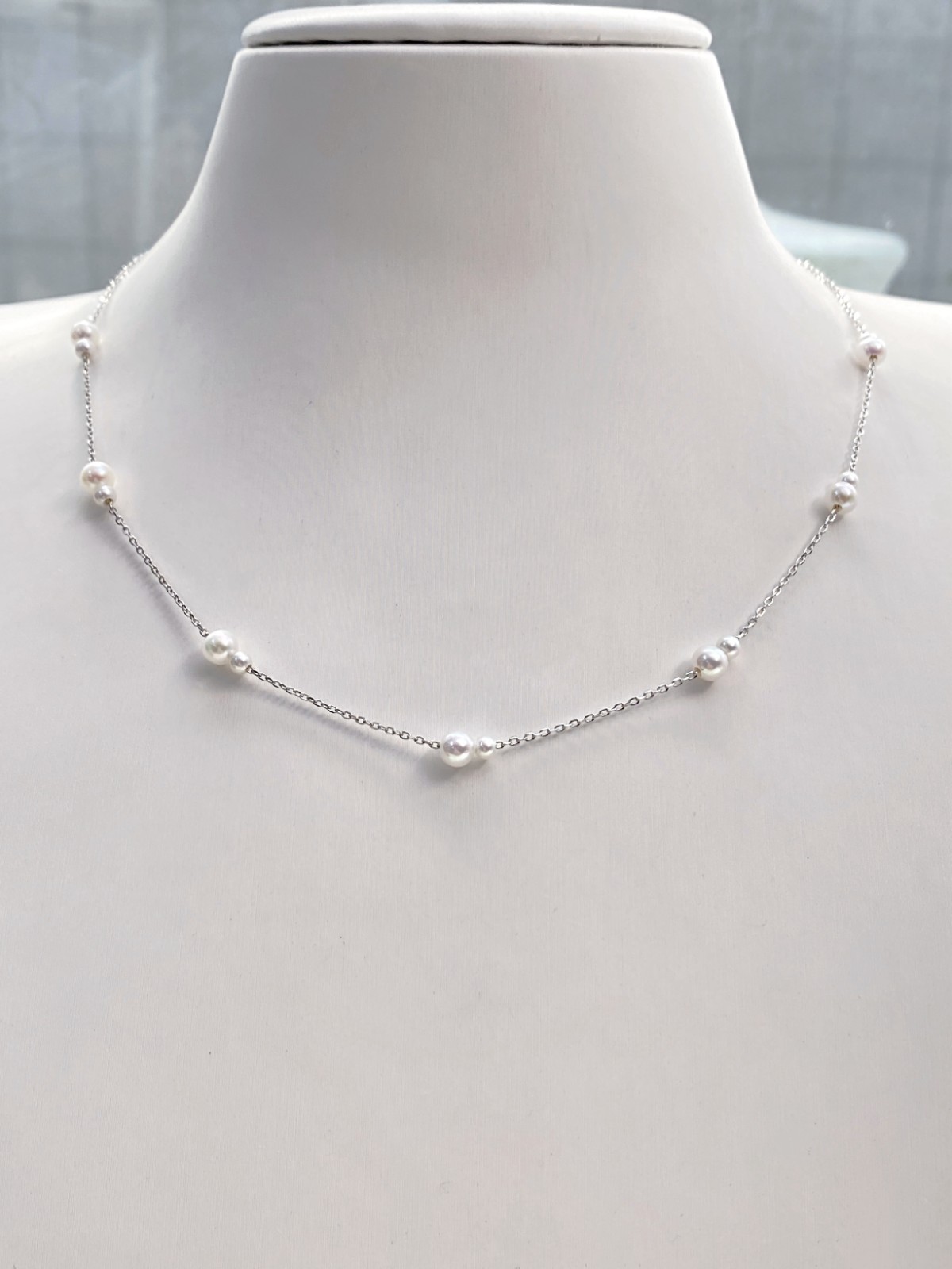 925 Sterling Silver Starry Freshwater Pearl Necklace 3-5mm Adjustable Choker