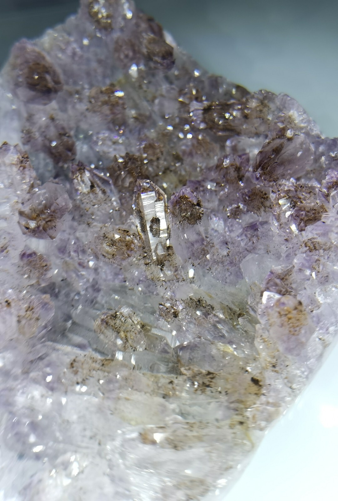 303g Natural Brazil Galaxy Amethyst colorful flicker Crystal 11 x 9×3cm