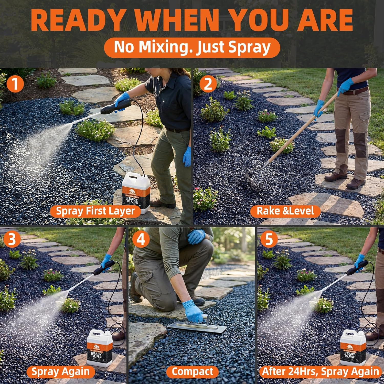 Ready to Use Mulch Binder with Electric Sprayer-1 Gallon Rock Glue for Landscapi