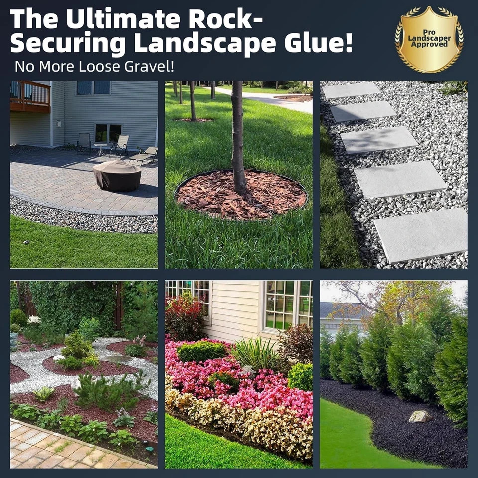 Rock Glue 32OZ – Mulch Glue for Landscaping with Grip Max for Strong Adhesion of