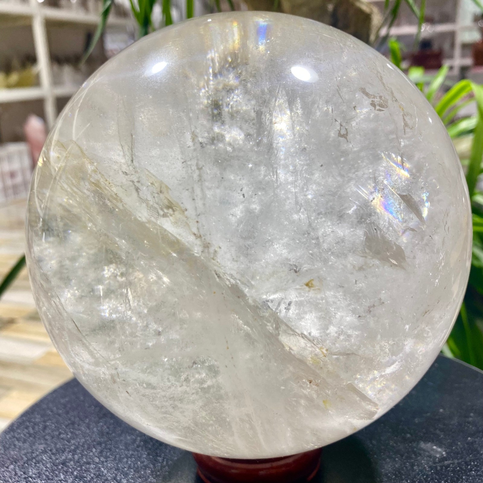 10.8LB white crystal transparent quartz crystal ball Reiki repair