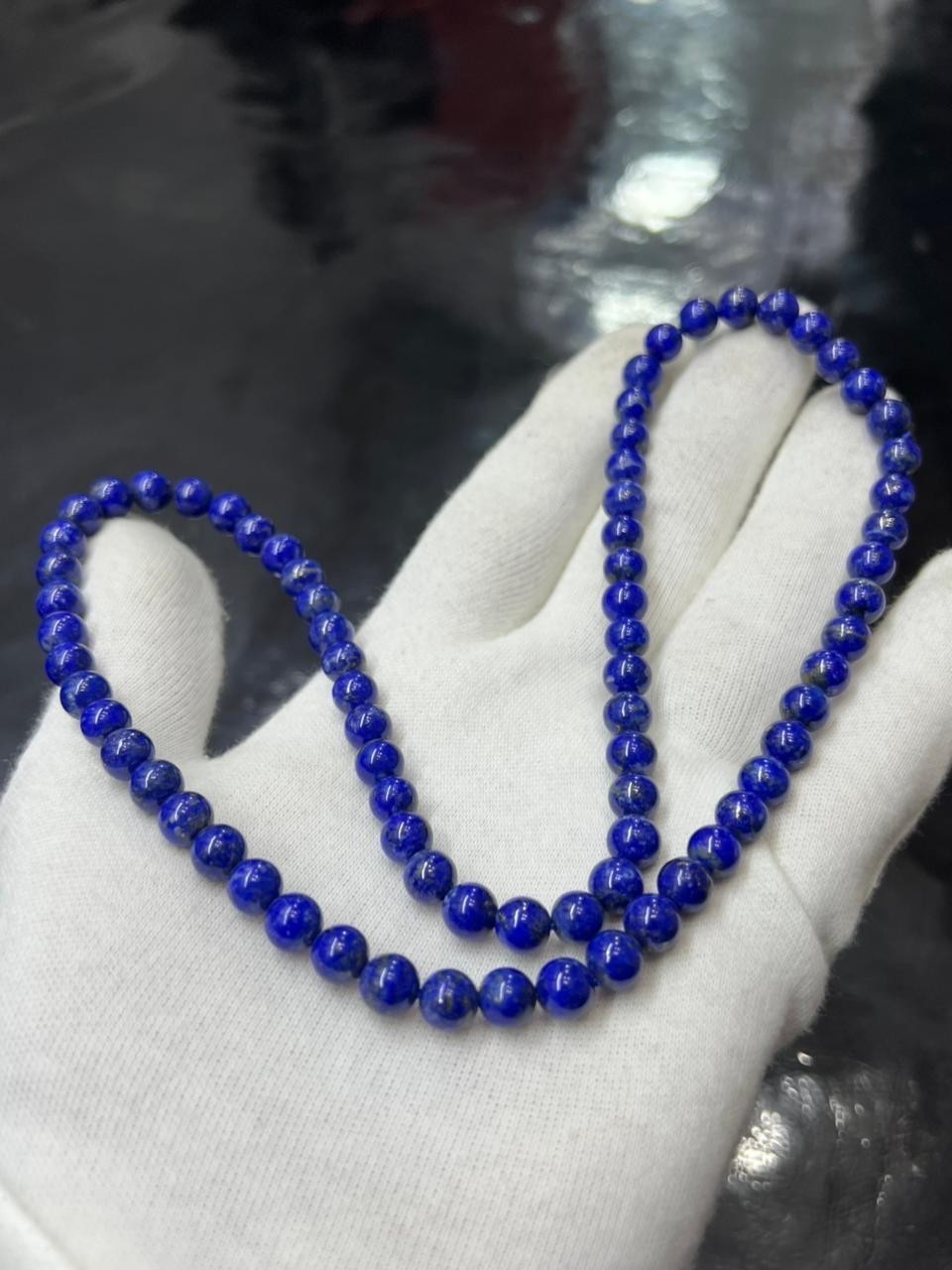 Lapis Lazuli Beded Necklace Top Quality Handcrafted Royal Blue