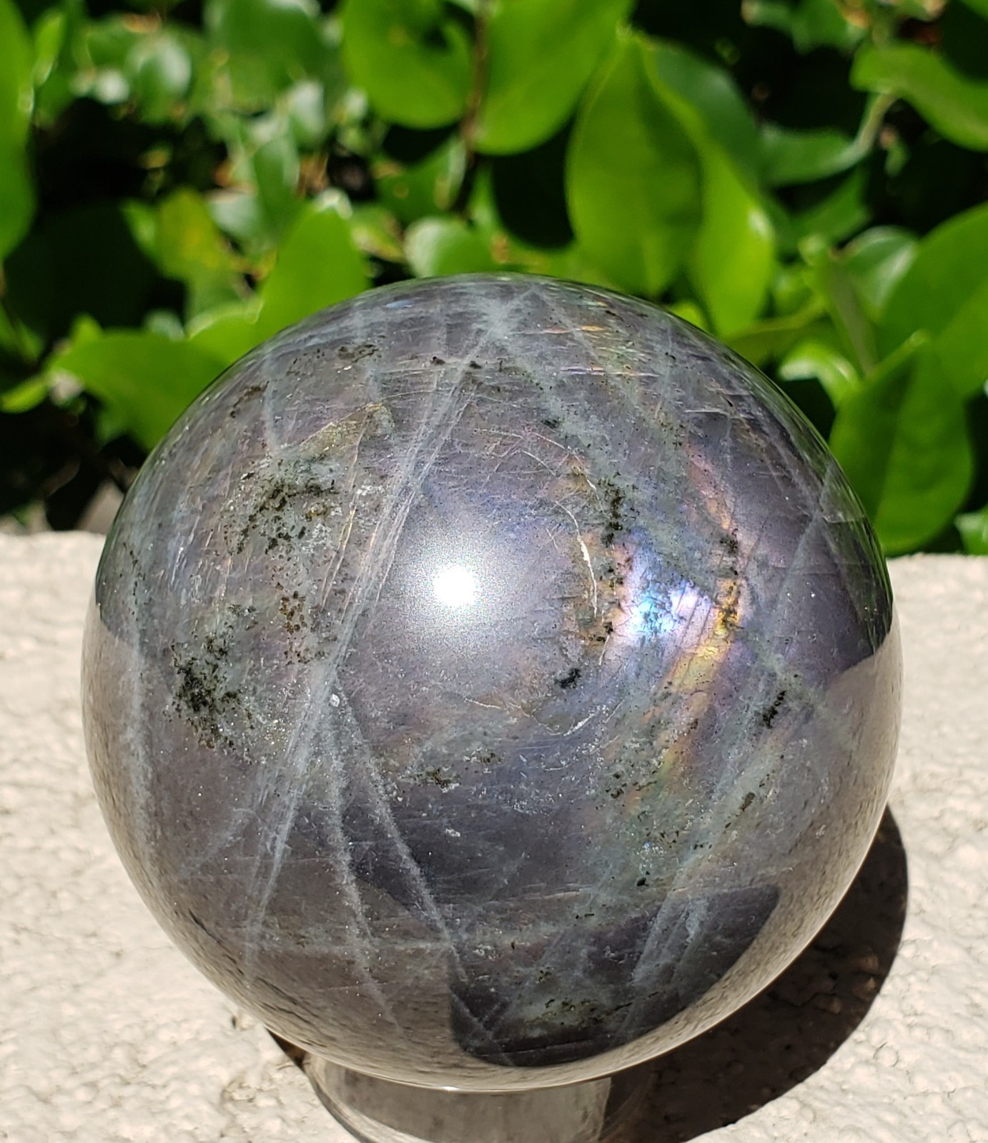 2.6″ Labradorite Mineral Crystal Iridescence Sphere Ball Orb Flash, 421g