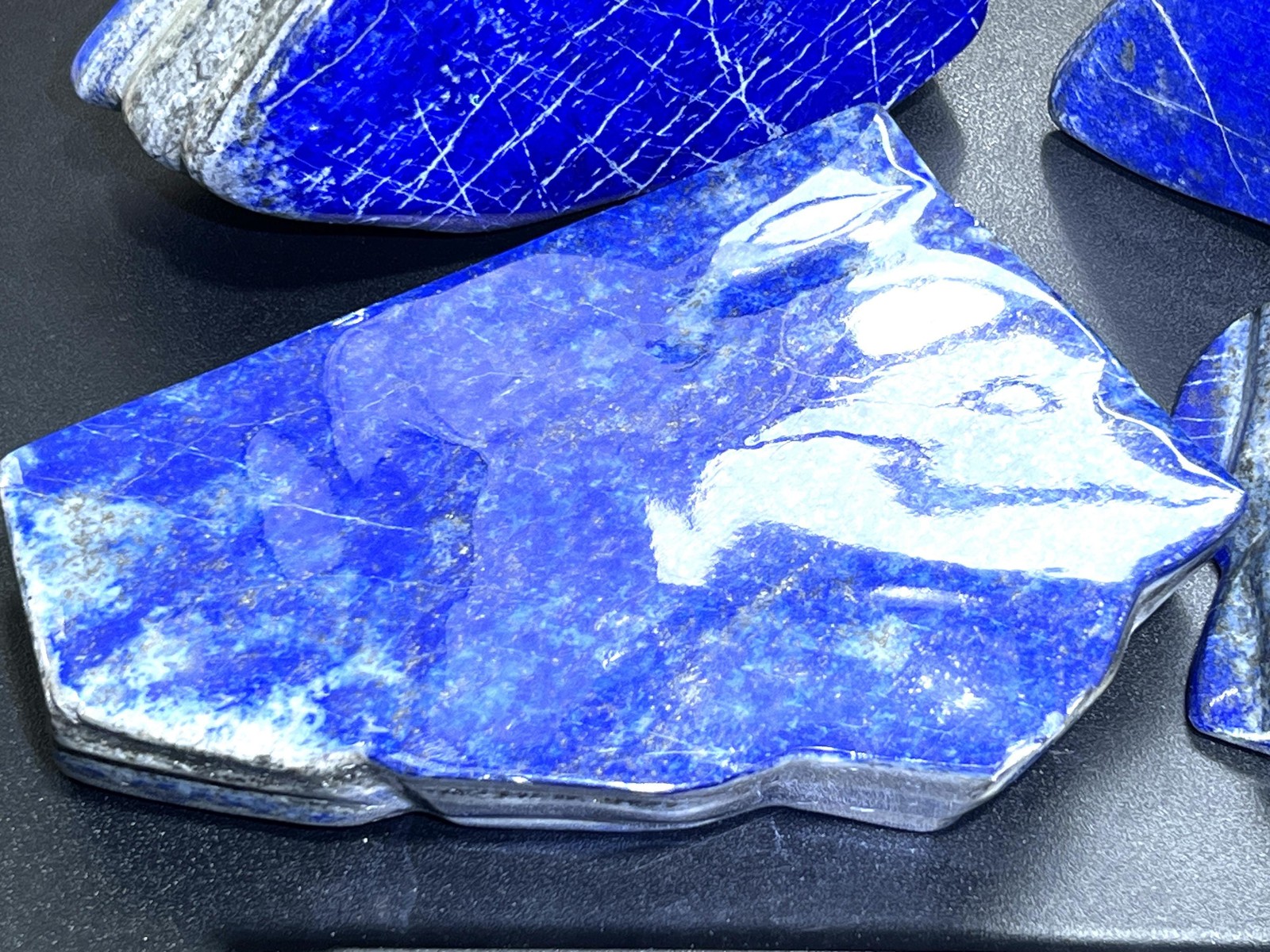 Large Blue Lapis Lazuli Freeform Polished Slab Boulders Gemstone Decor