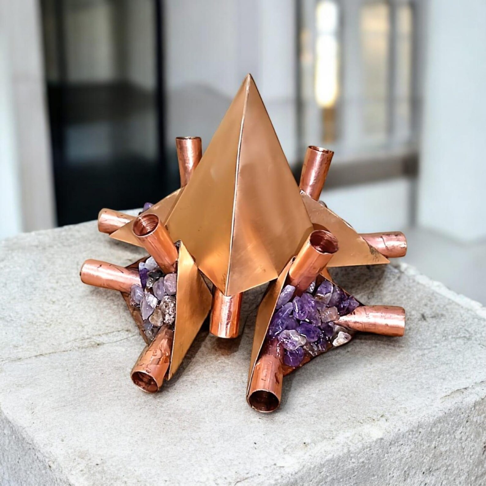 Nubian Copper Plated Healing Crystal Pyramid connector kit only