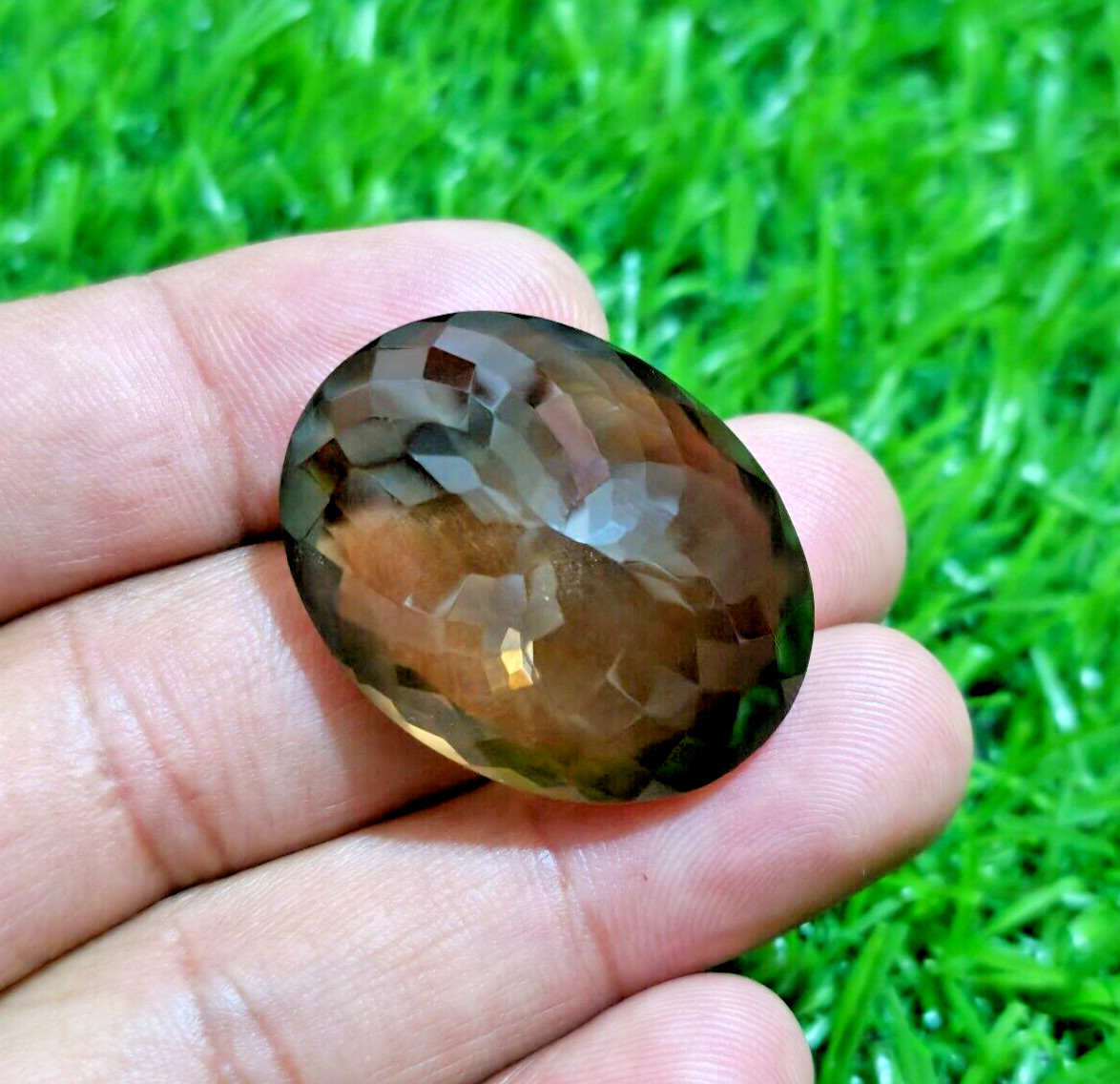 67 Crt Excellent AAA+ Smoky Quartz Faceted Oval Shape Loose Gemstone For Jewelry