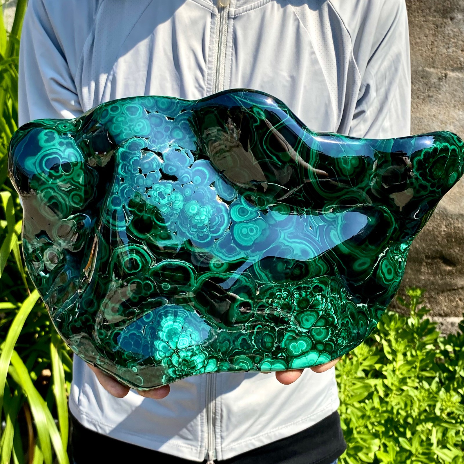 16.97LB Natural glossy Malachite transparent cluster rough mineral sample