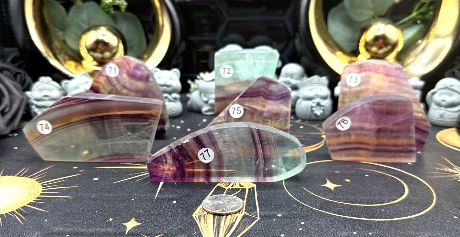 Natural Candy Fluorite Slab Slices Freeforms Free shipping