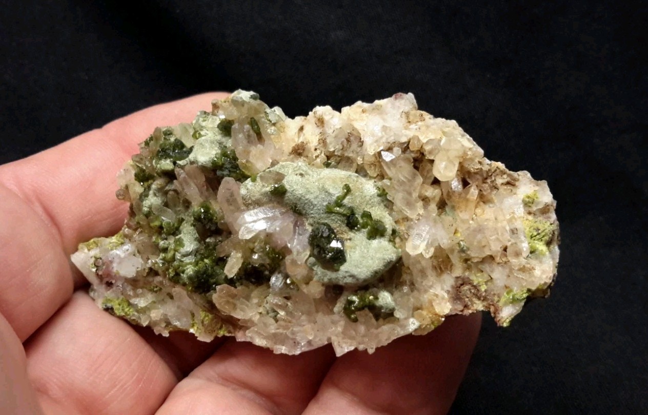 2.75″ EPIDOTE on QUARTZ from the Mibladen Mining District, Khénifra, Morocco