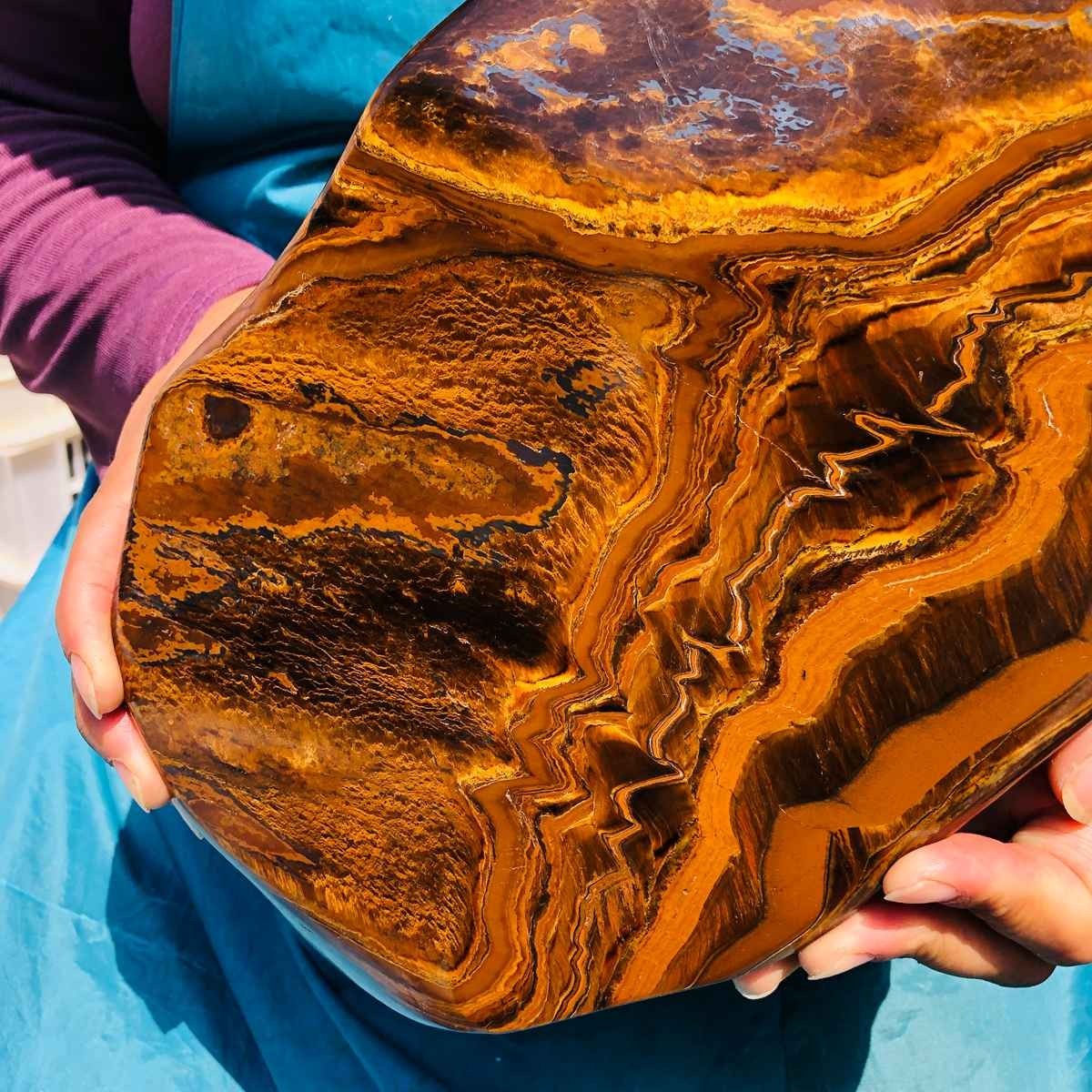 8.99 LB Natural Tiger Eye Polished Specimen Home Decor Raw Healing Stone 5353