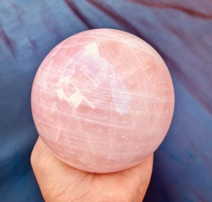 Large 100MM Rose Quartz Sphere Ball Hand Carved Crystal Home Office Decorative
