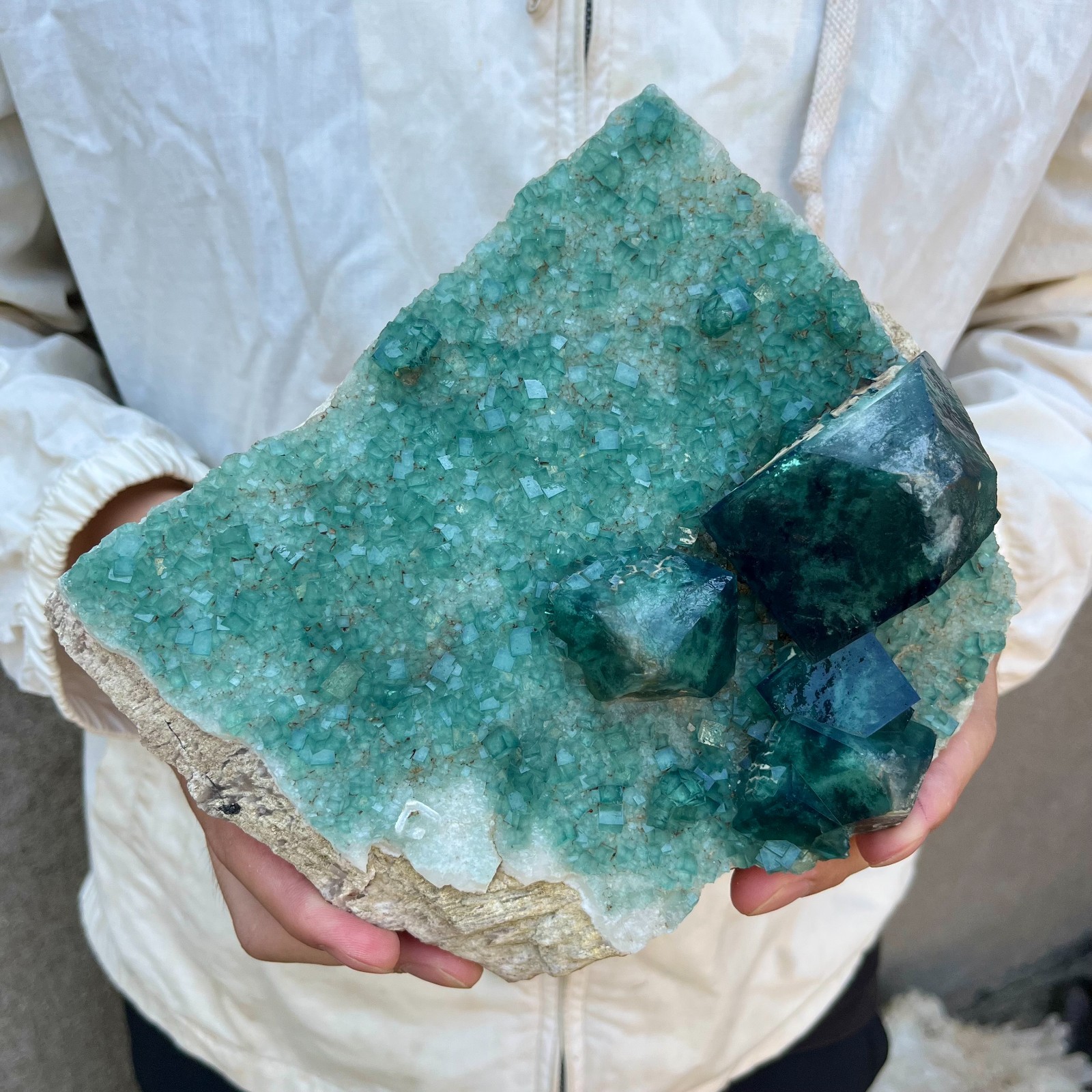 5.5LB Natural cubic green fluorite crystal cluster rough mineral specimen