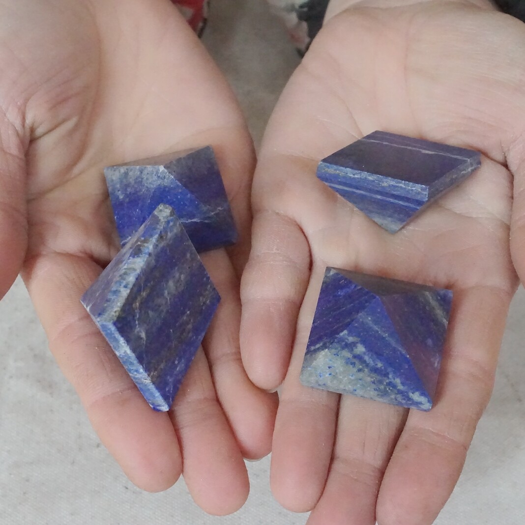 10Pcs Small Natural Lapis Lazuli & Pyrite Crystal Pyramid Points Healing 30-35mm