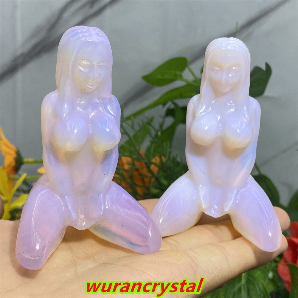 3″ Pink Opalite Quartz Goddess Skull Women model Hand Carved Crystal healing 1pc