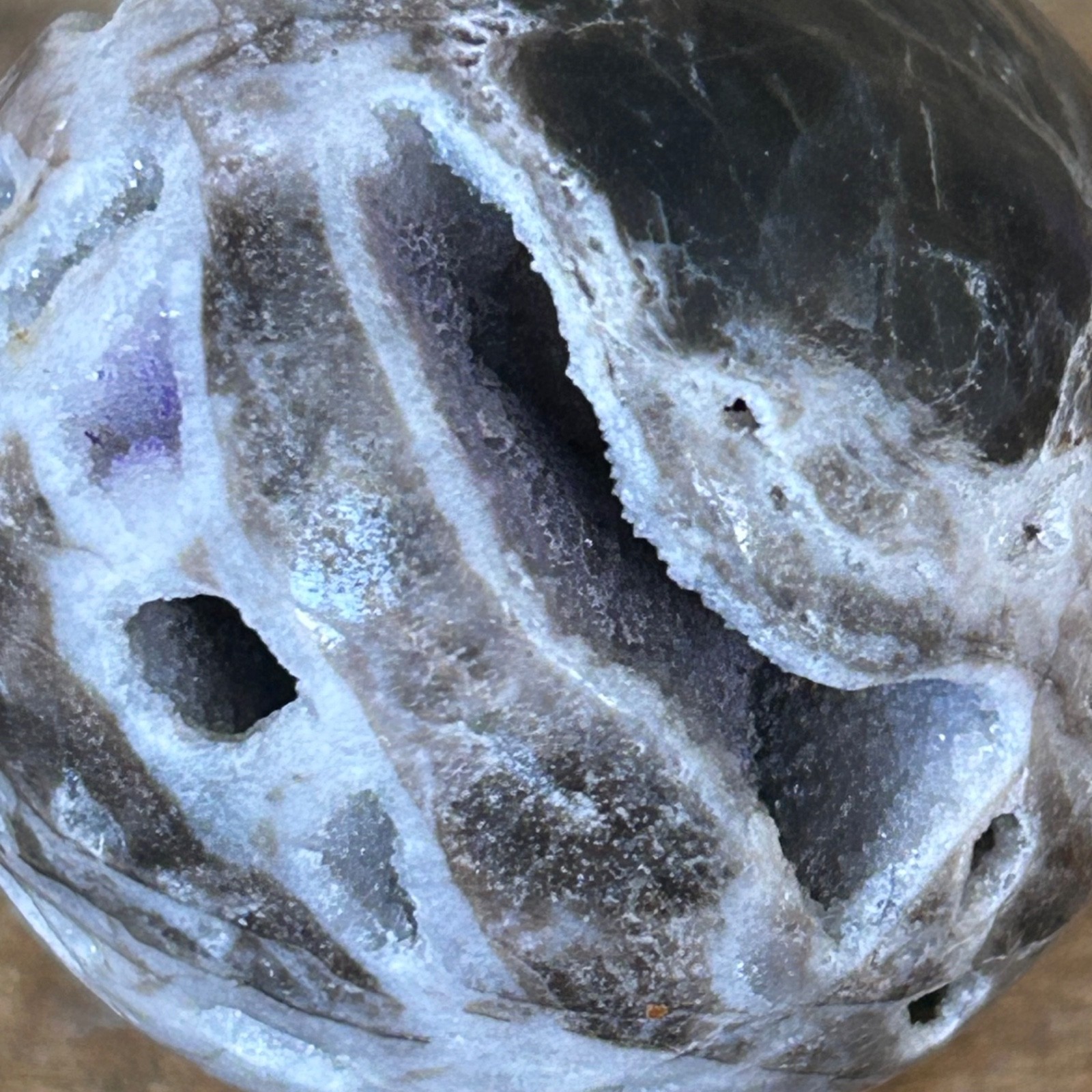 Sphalerite Sphere 40mm Druzy Crystal Ball – Dark Stone with Natural Cavities