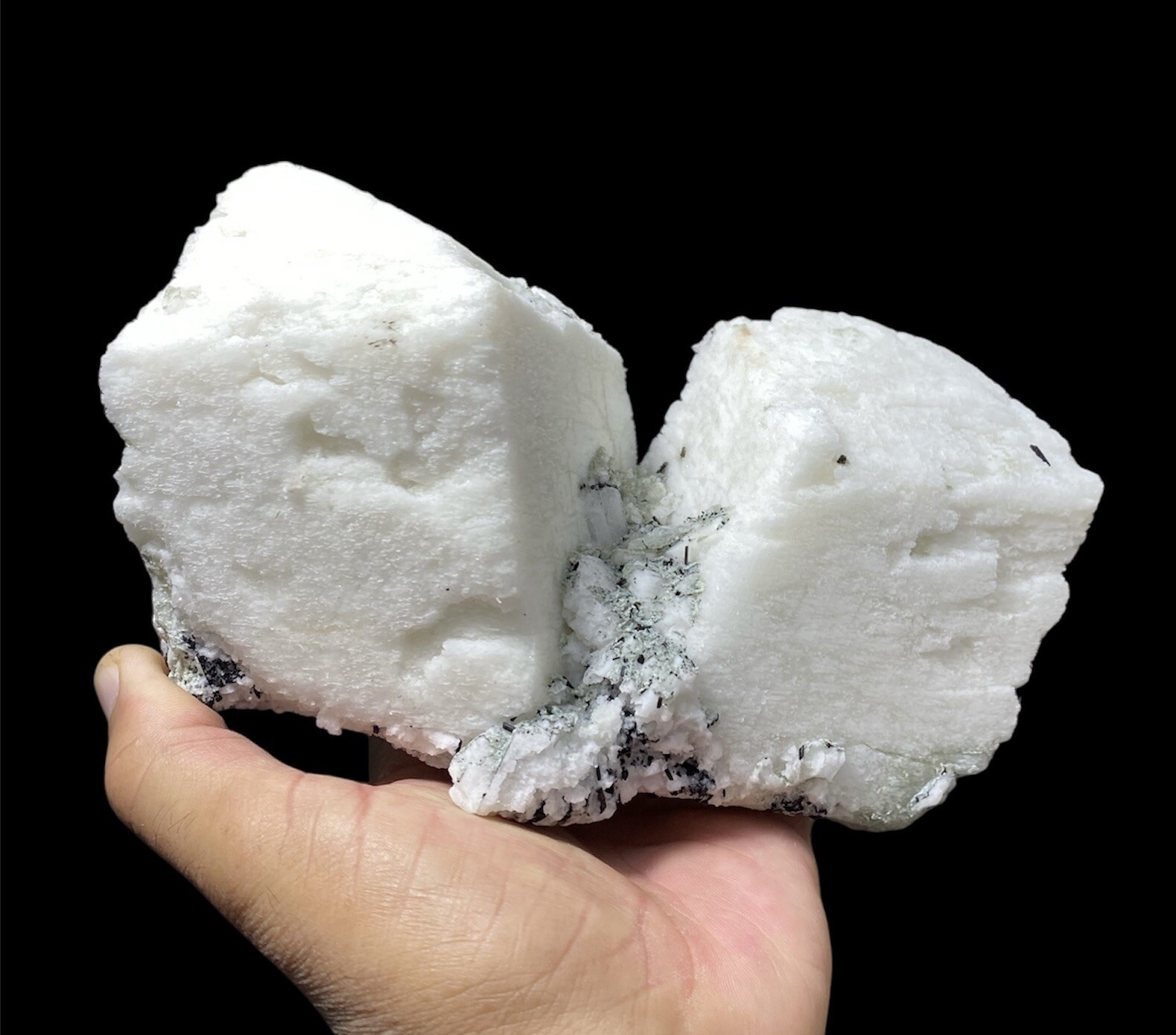 Connected Pair Of Feldspar Crystals with Schorl Tourmaline @ Pakistan-2250 grams