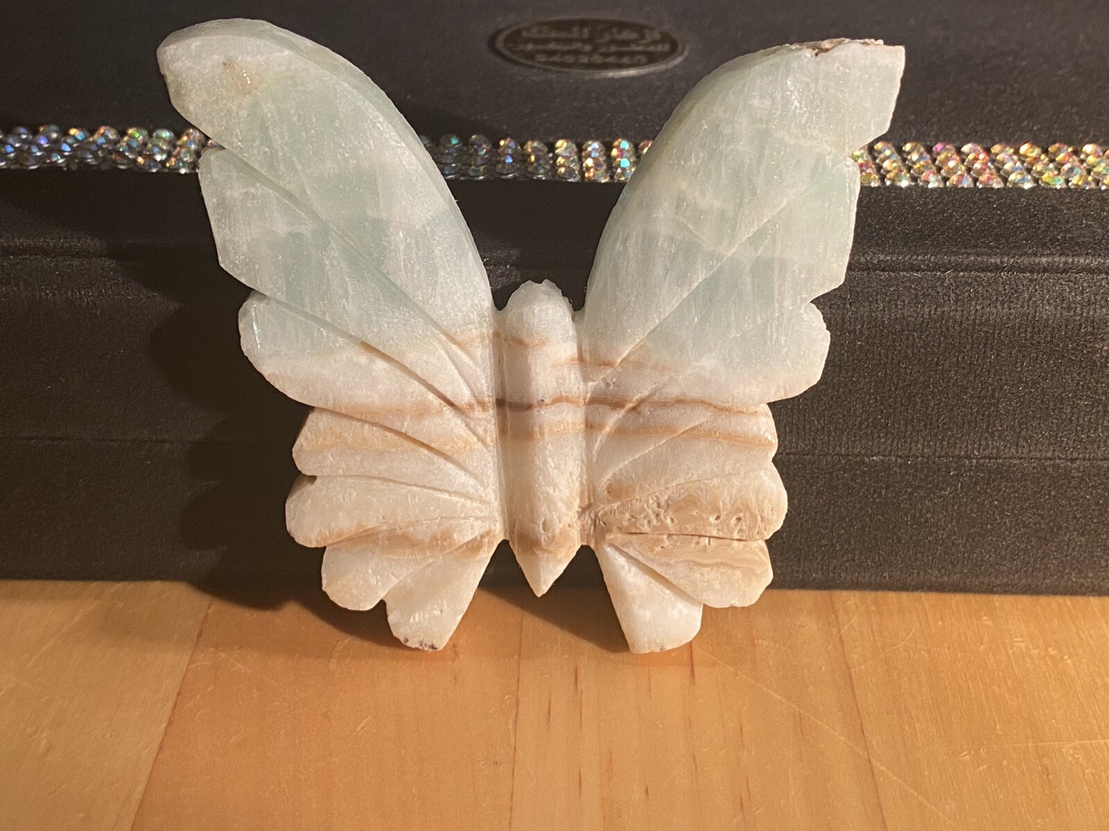 Caribbean Blue Calcite Hand Carved Butterfly, 76 Grams, Throat/Third Eye Chakra