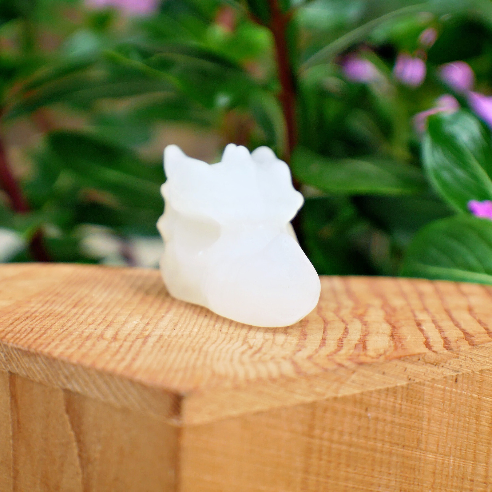 Natural White Jade Dragon Head Crystal Carving 2.2″ Healing Skull Statue Decor