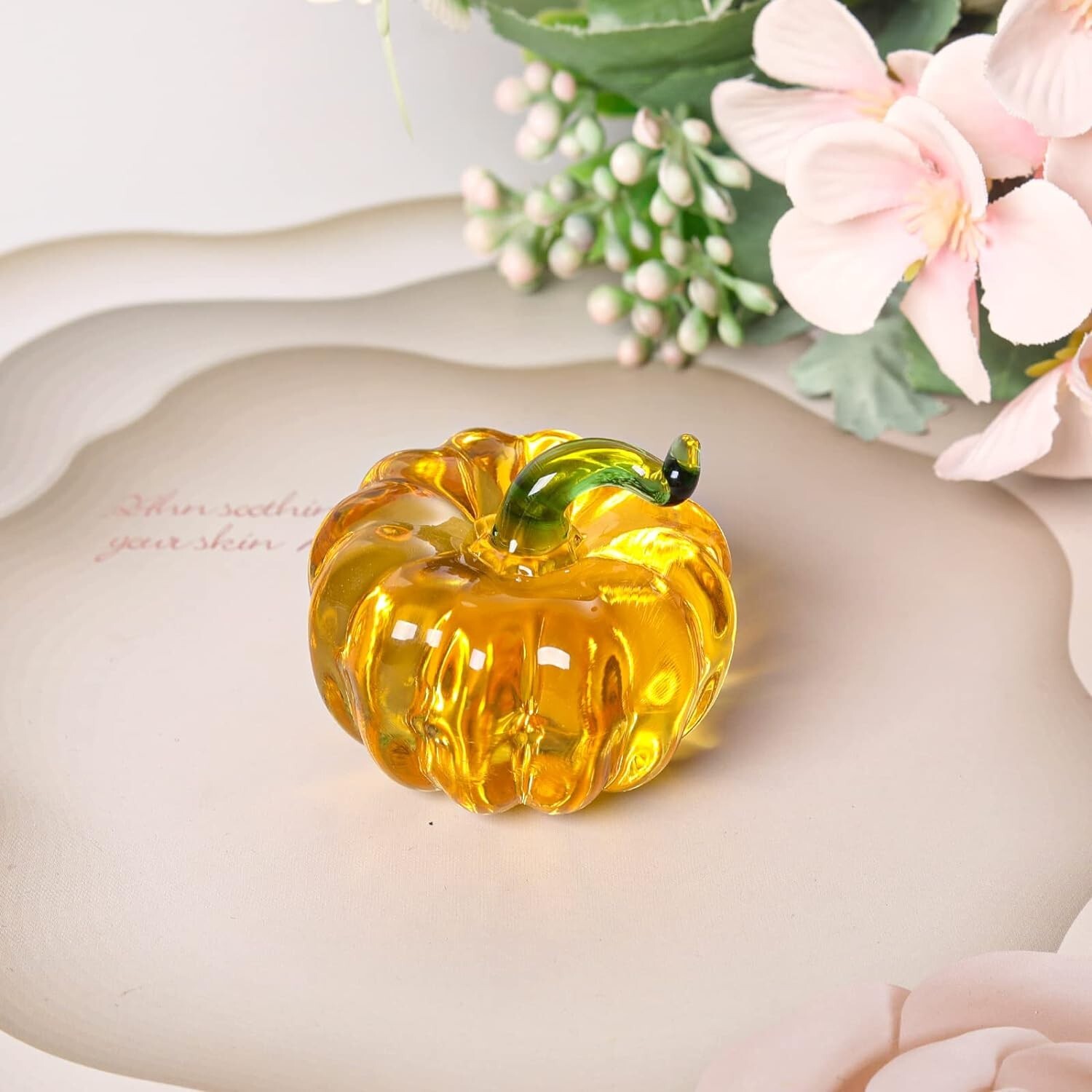 LONGWIN Mini Crystal Pumpkin Collectible Figurines Glass Pumpkin 1.95×1.6in(LxH)