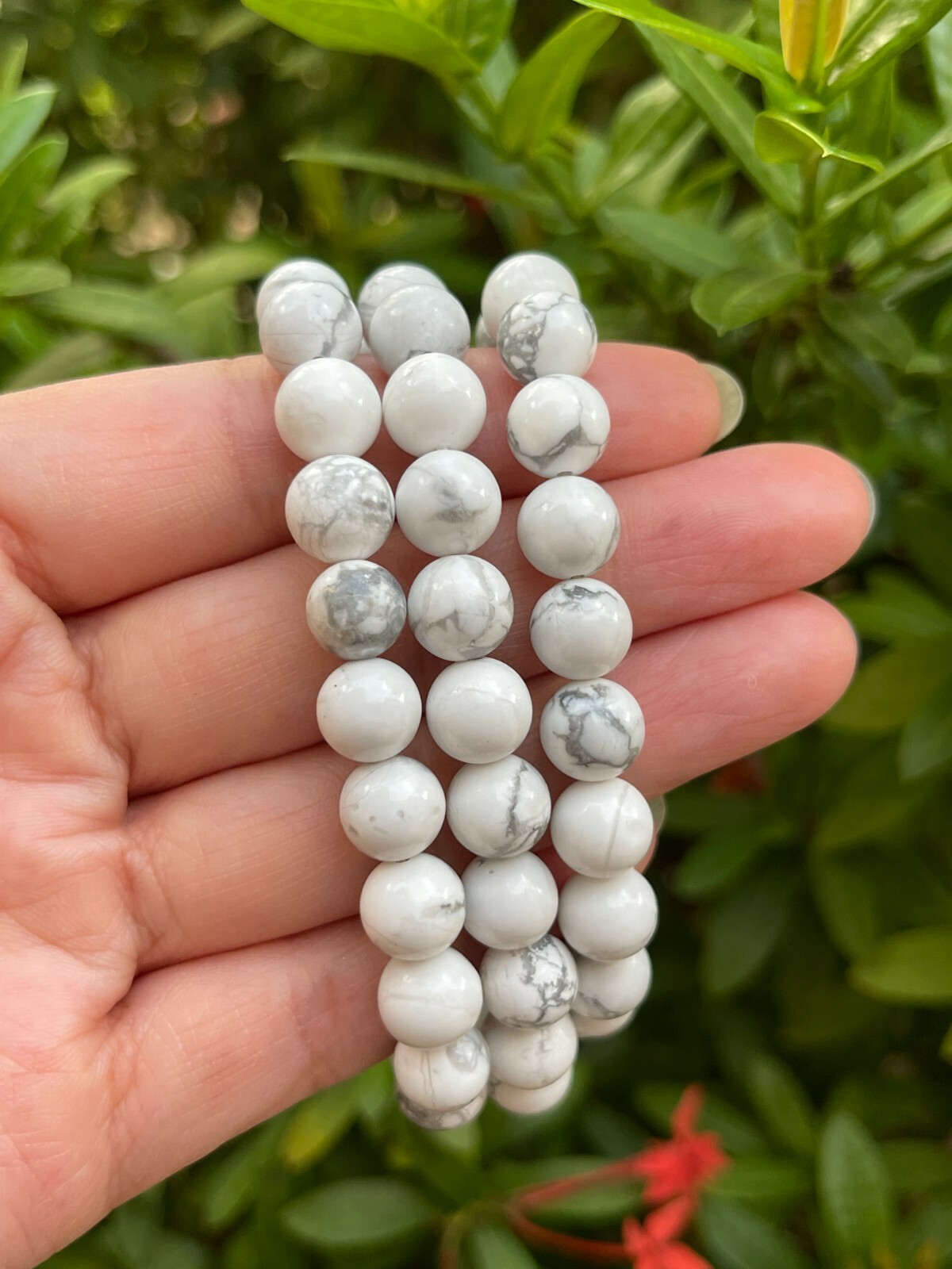 Grade A++ White Howlite Crystal Bead Bracelet 8mm, Genuine Gemstone Bracelet