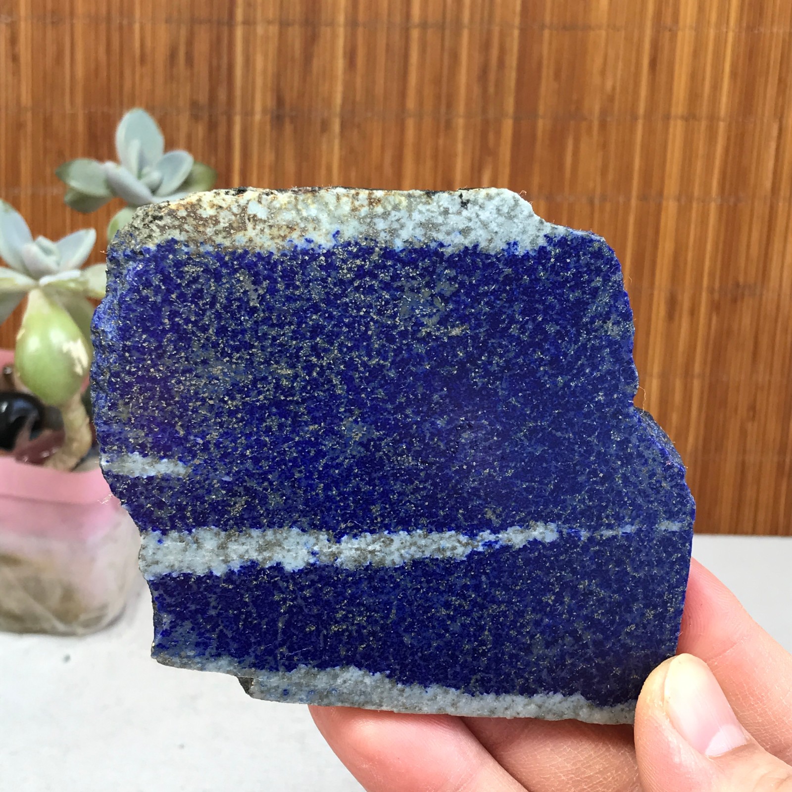 88-77-5mm Natural Lapis lazuli slice Crystal gemstone Polish/rough 99g A2896