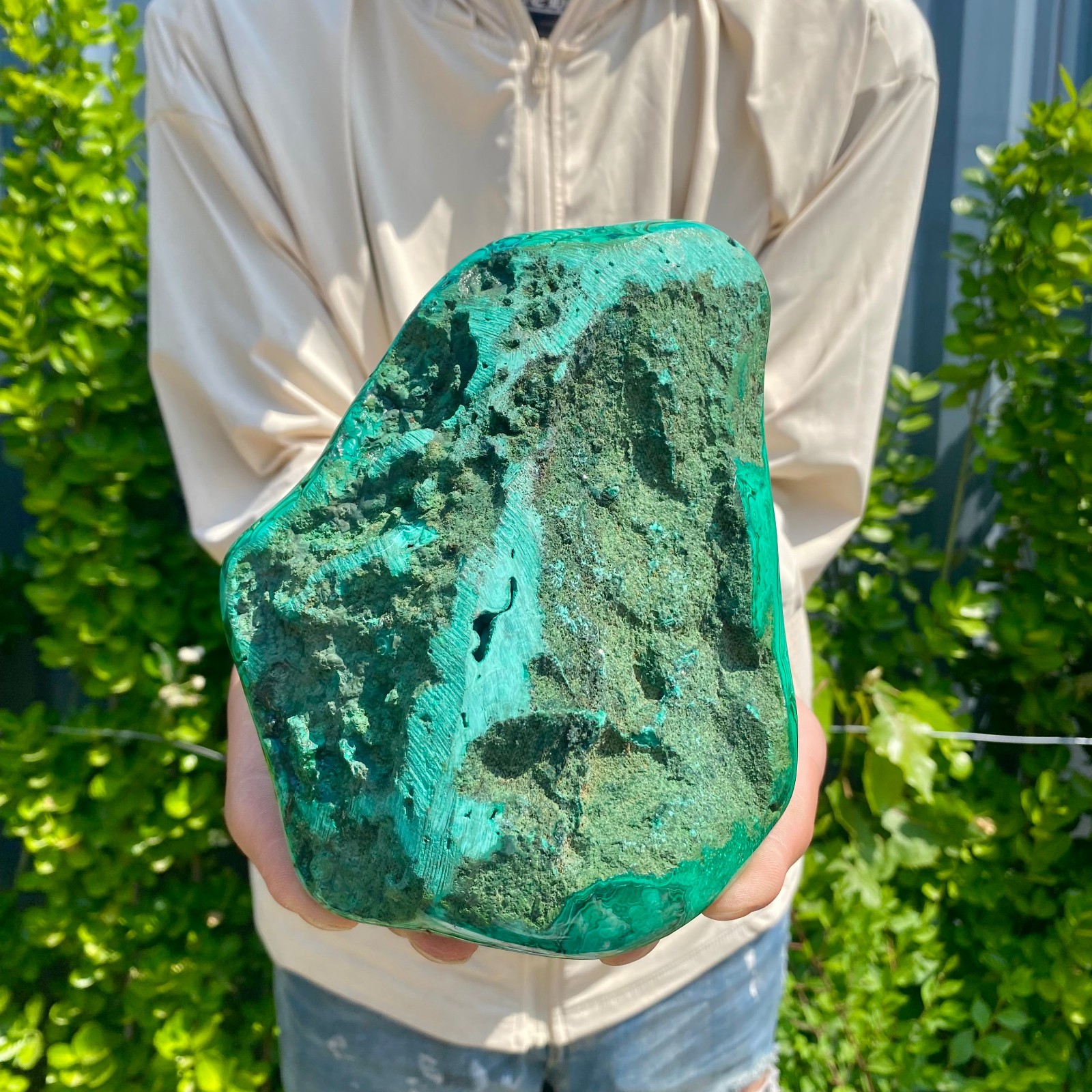 4.54LB Natural glossy Malachite transparent cluster rough mineral sample