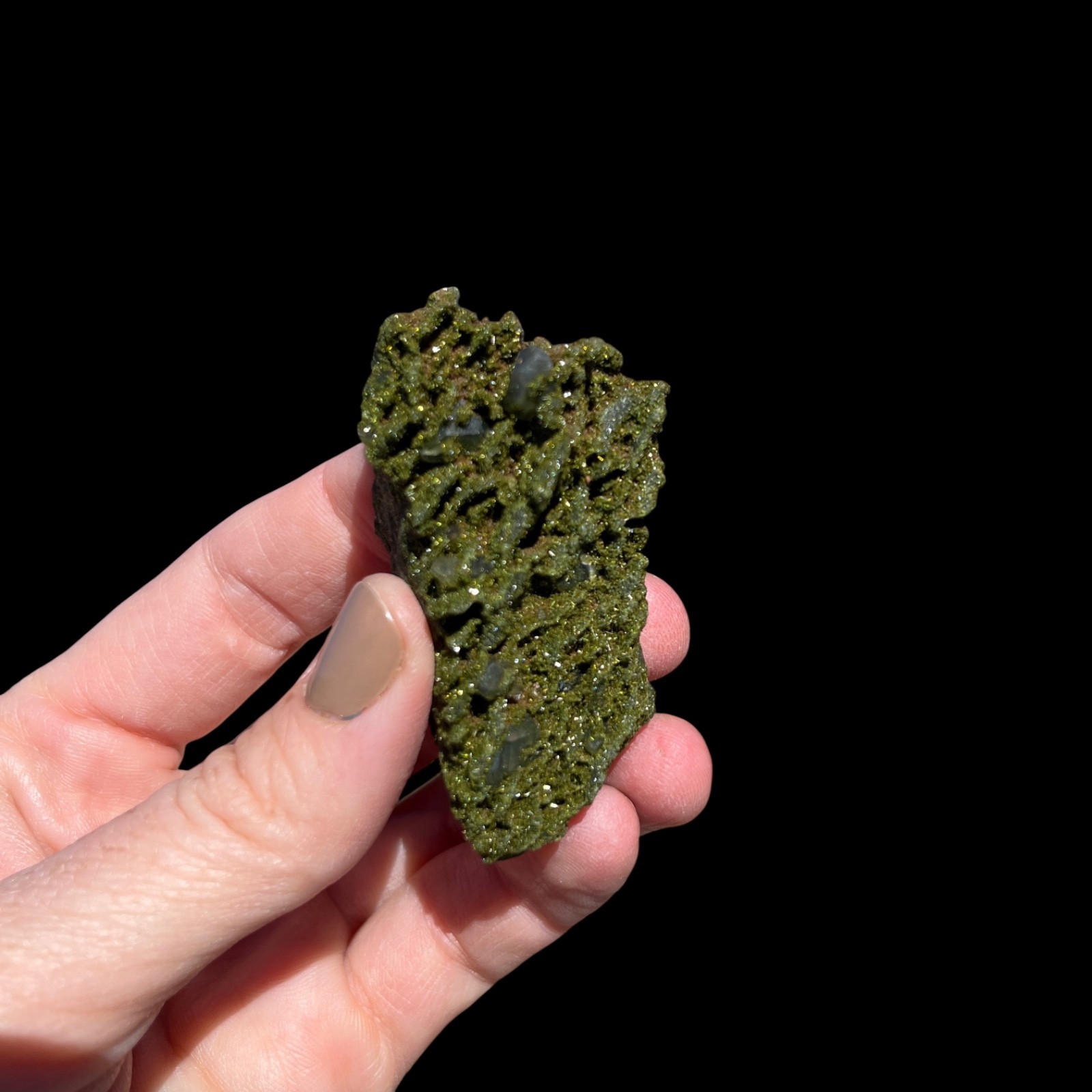 Natural Raw Epidote w/ Quartz Gemstone Healing Specimen 1.6oz (PPC017)