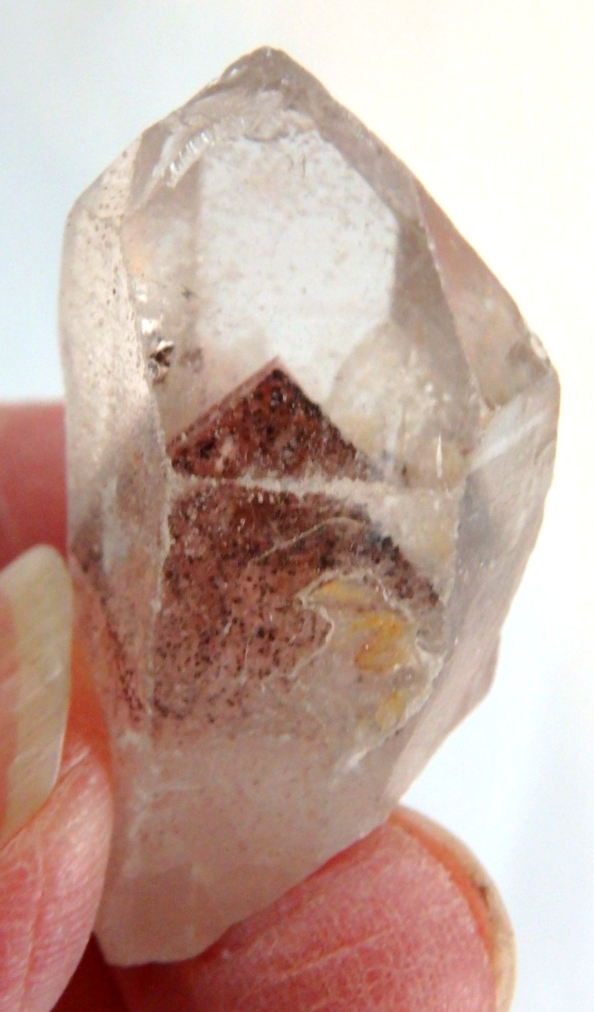 Sweet Quartz Point with Red Hematite Phantoms Mineral 14 grams