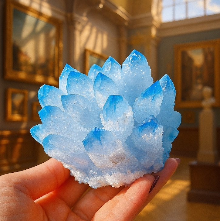 Rare Blue Phantom Quartz Crystal Cluster Natural Rough Art Decor Energy Stone
