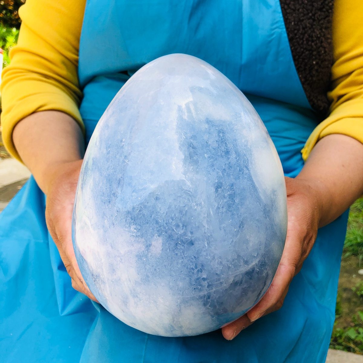 11.5LB Natural blue celestite POLISHED egg shape Quartz Crystal healing decor