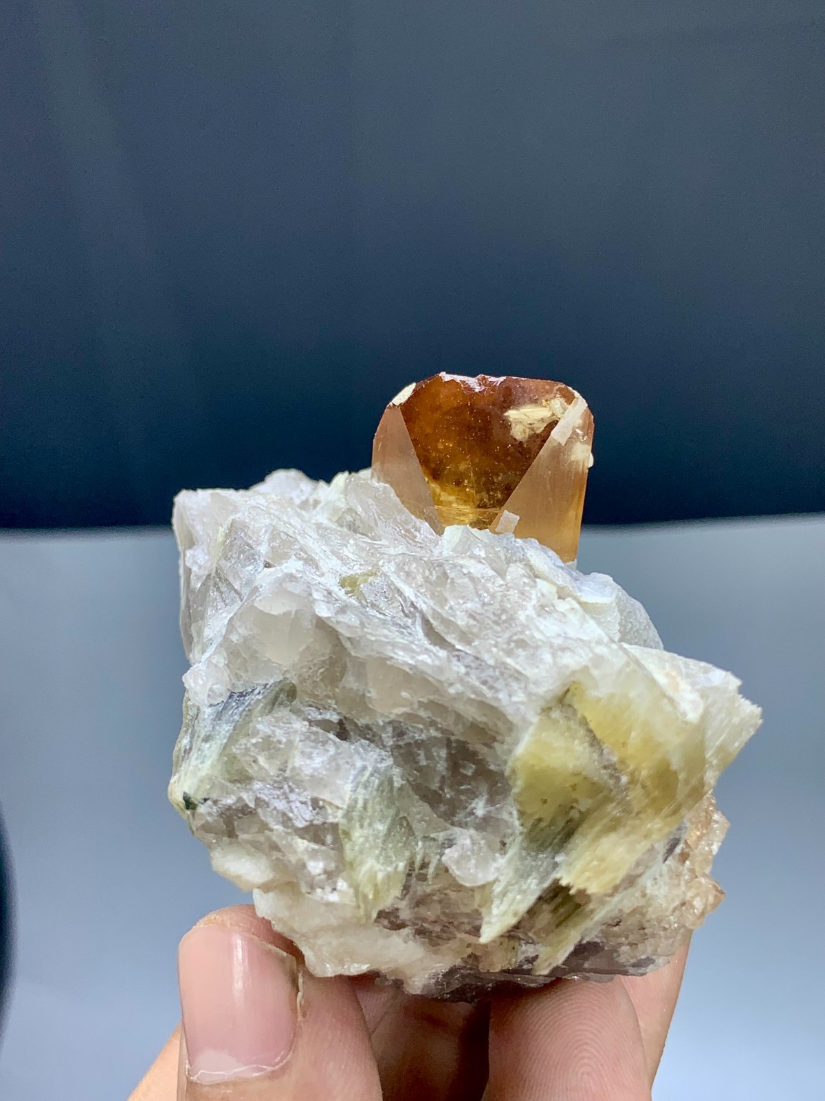 220 Gram Topaz Crystal With Mica Specimen Pakistan