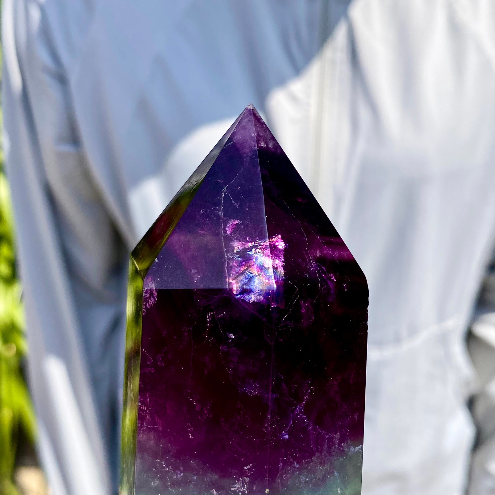 2.22LB Natural Fluorite Crystal Column Magic Wand Obelisk Point Earth Healing