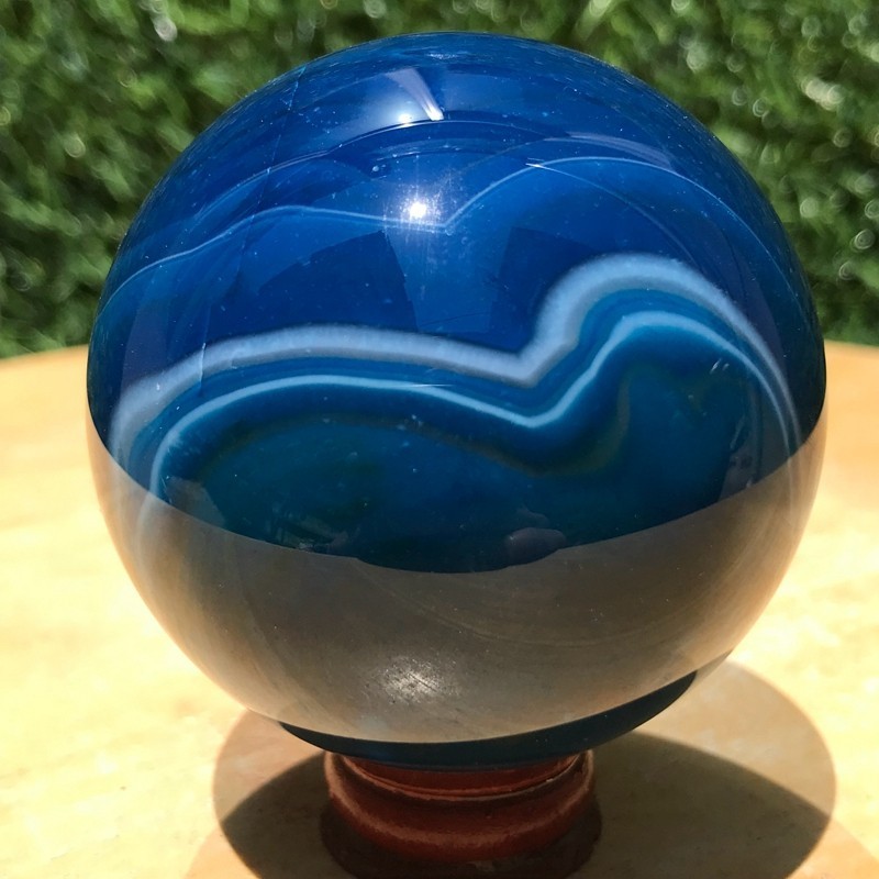 290G Rare Blue Agate Quartz Ball Crystal Sphere Mineral Specimen Healing
