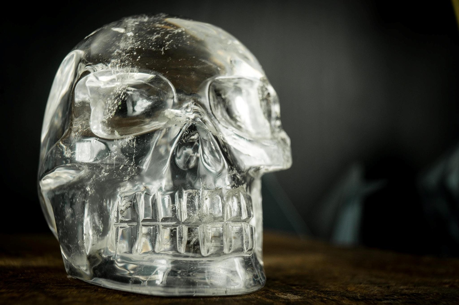 Human Crystal Skull Sculpted from Natural, Crystal-Clear Diamantina Quartz 2.2Lb