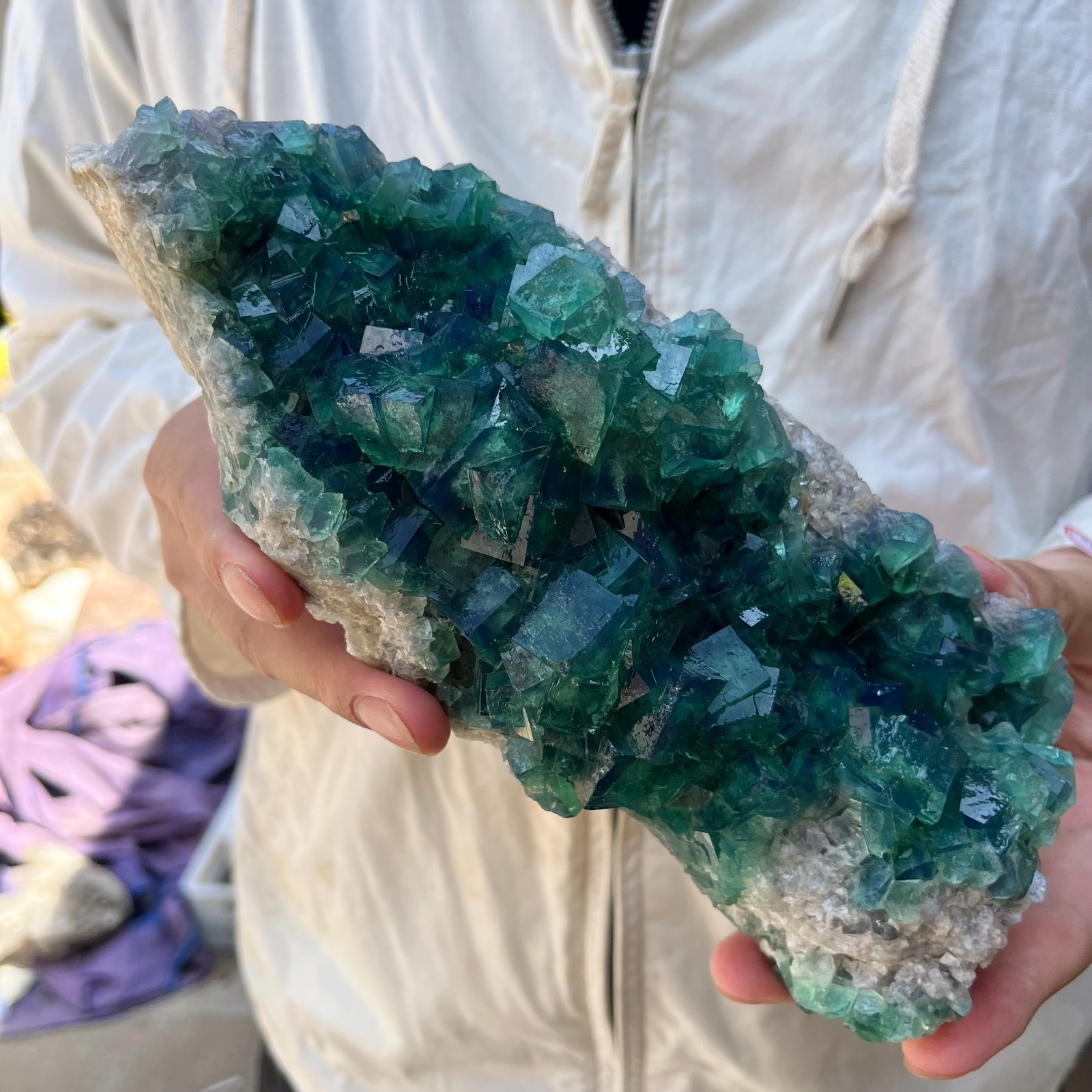 4.2lb NATURAL Green Cube FLUORITE Quartz Crystal Cluster Mineral Specimen