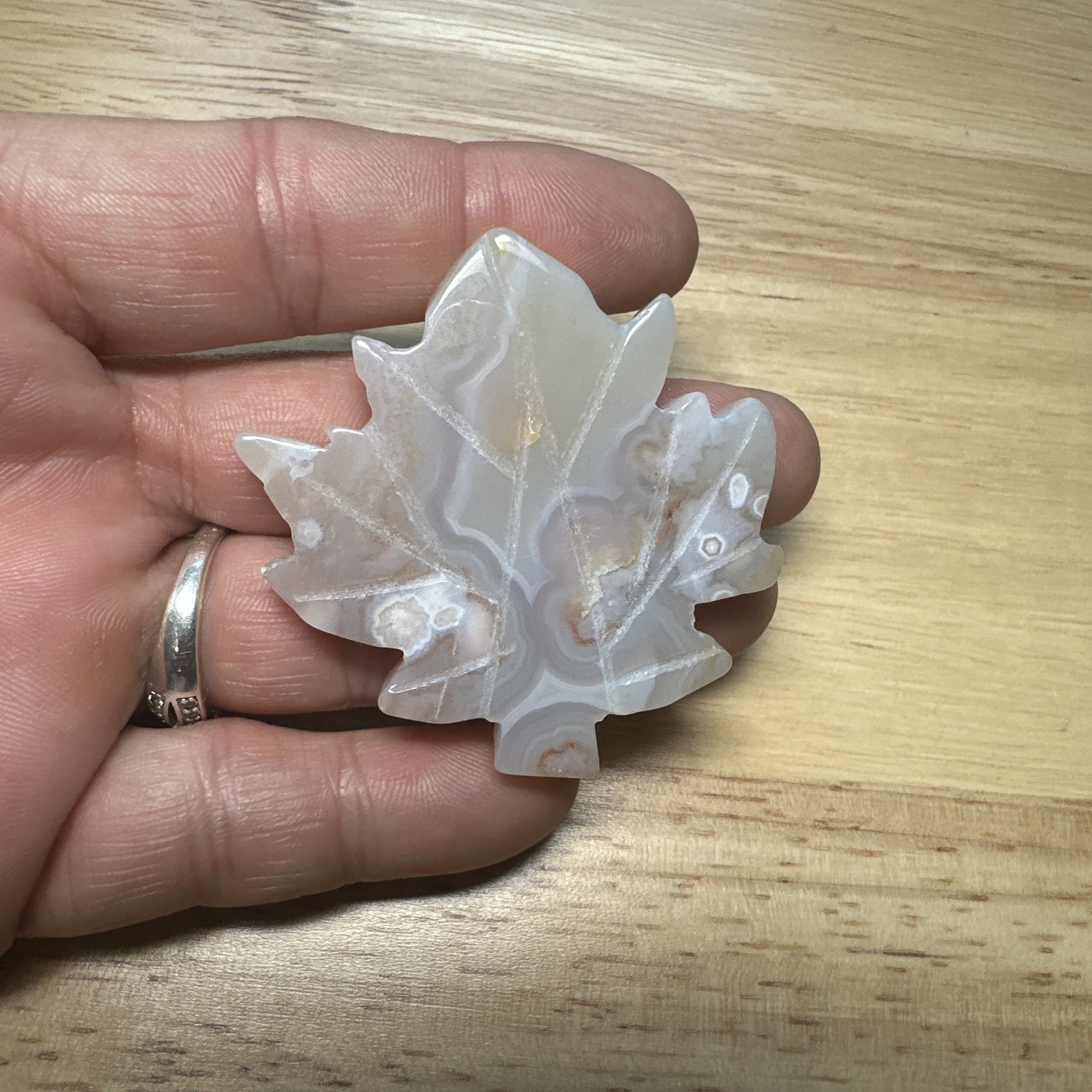 1oz Natural Pink Flower Agate Leaf Crystal Quartz Rough Healing Mineral Specimen